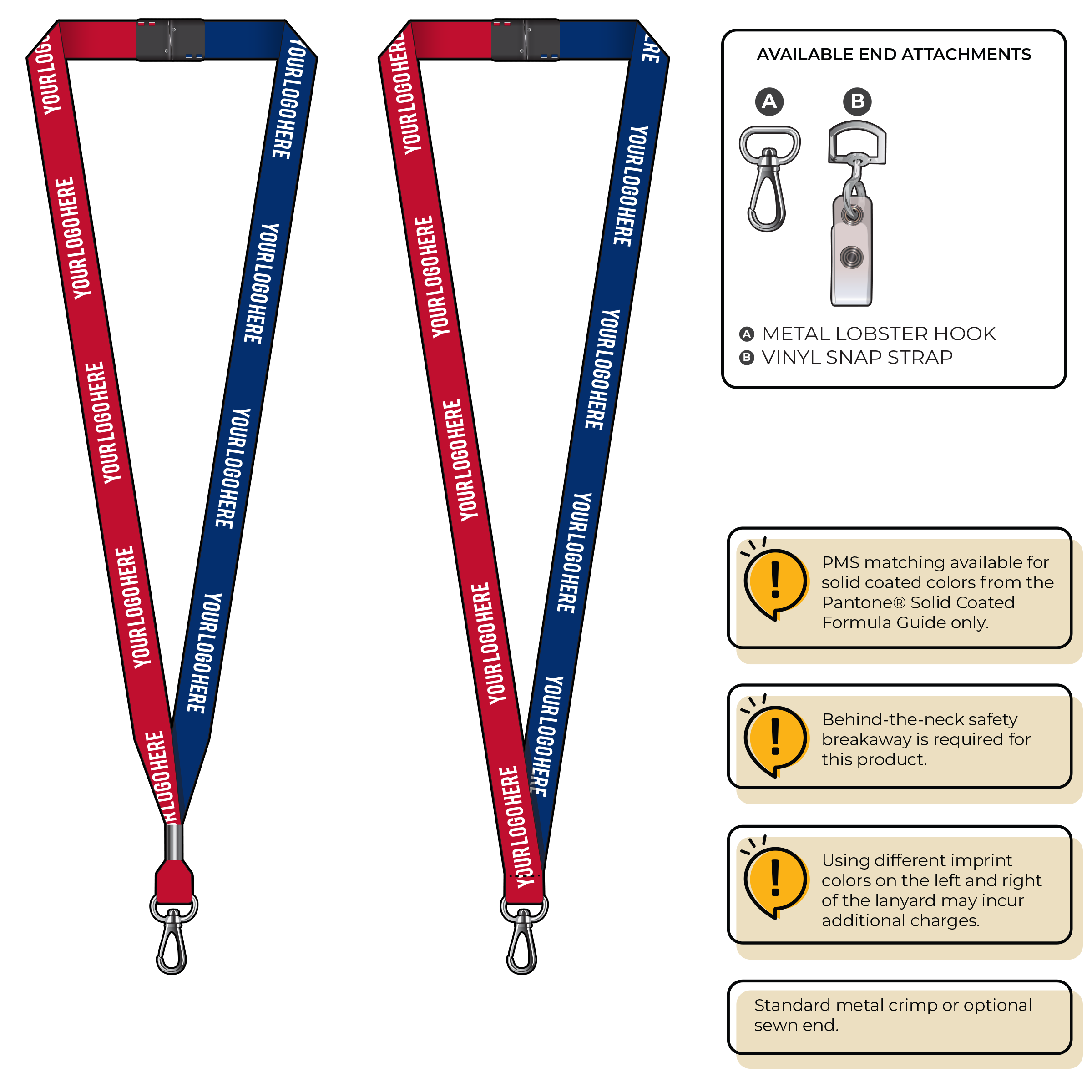 BH0051 | 5/8" Two Tone MicroWeave Silkscreen Lanyards :: NON-STANDARD END ATTACHMENTS