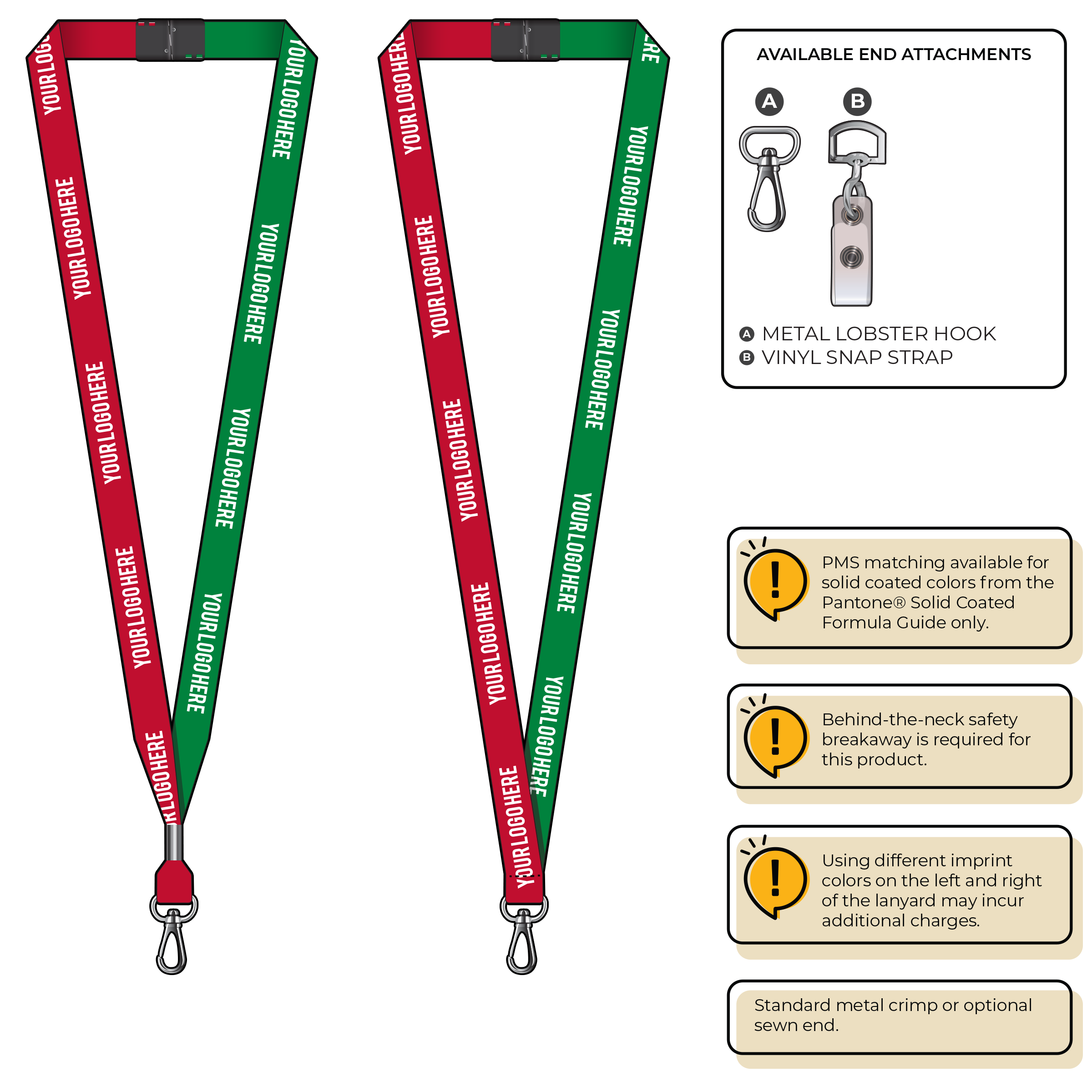 BH0051 | 5/8" Two Tone MicroWeave Silkscreen Lanyards :: NON-STANDARD END ATTACHMENTS