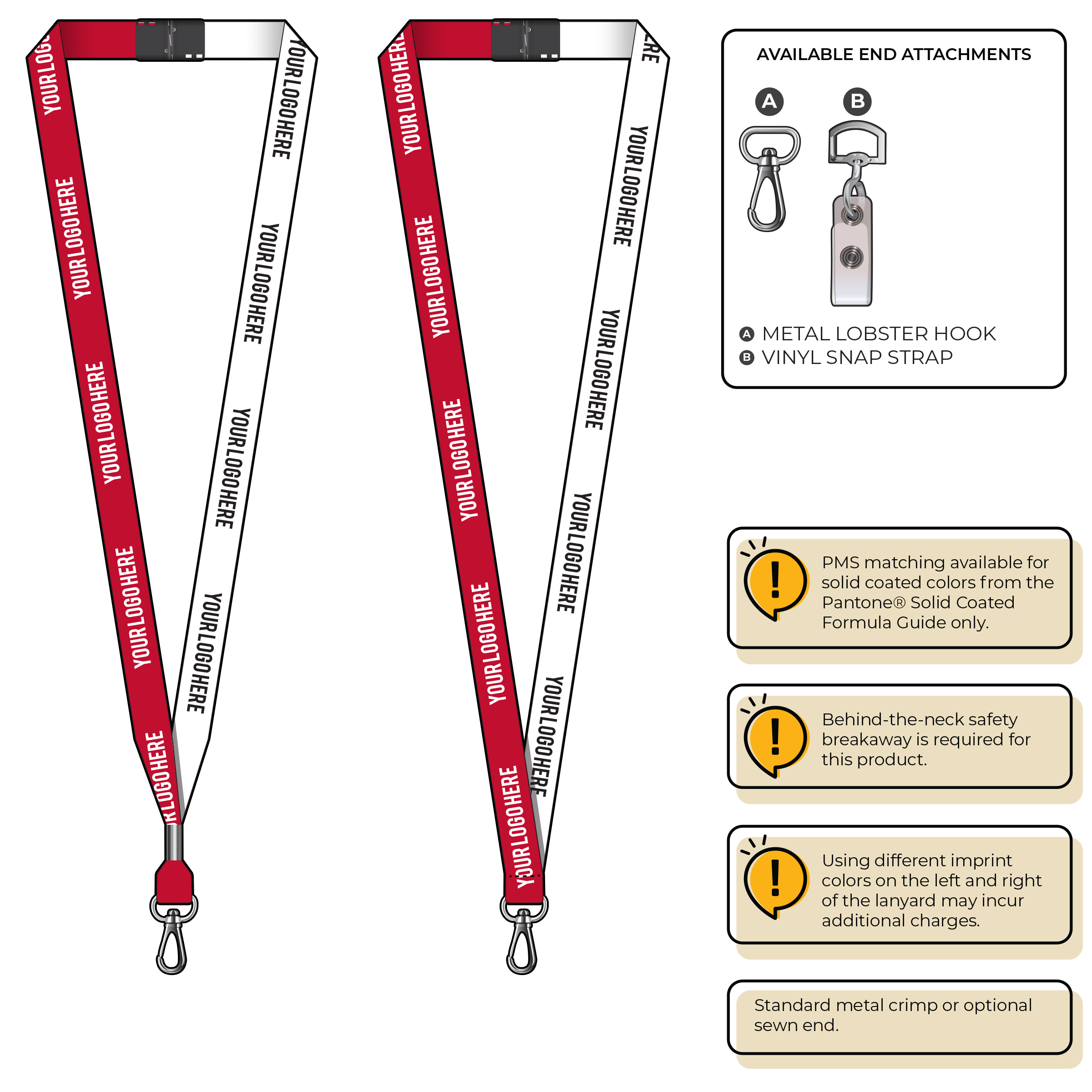 BH0051 | 5/8" Two Tone MicroWeave Silkscreen Lanyards :: NON-STANDARD END ATTACHMENTS