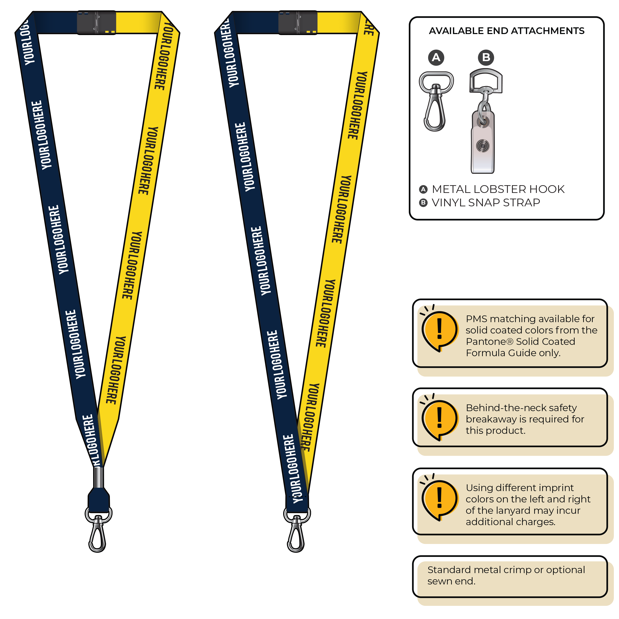 BH0051 | 5/8" Two Tone MicroWeave Silkscreen Lanyards :: NON-STANDARD END ATTACHMENTS