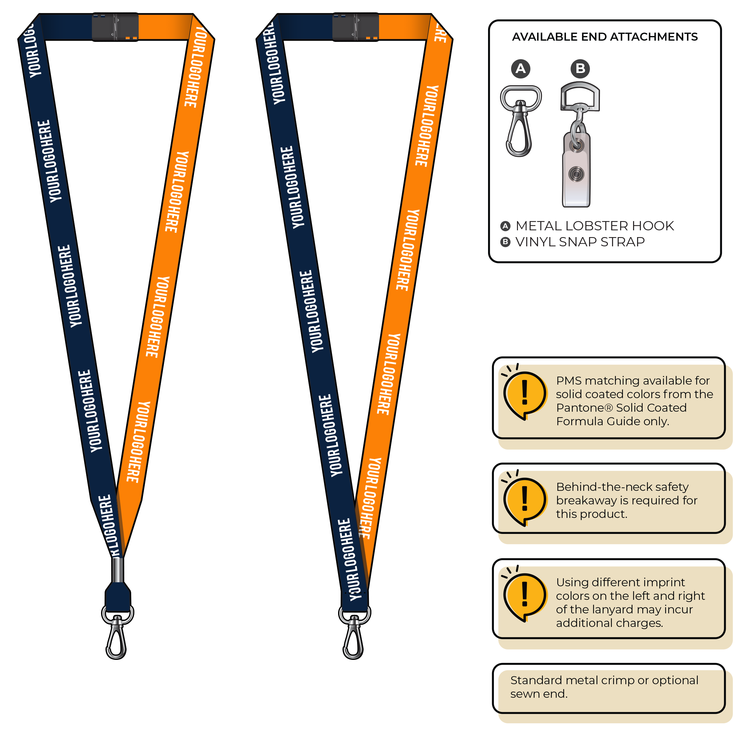 BH0051 | 5/8" Two Tone MicroWeave Silkscreen Lanyards :: NON-STANDARD END ATTACHMENTS