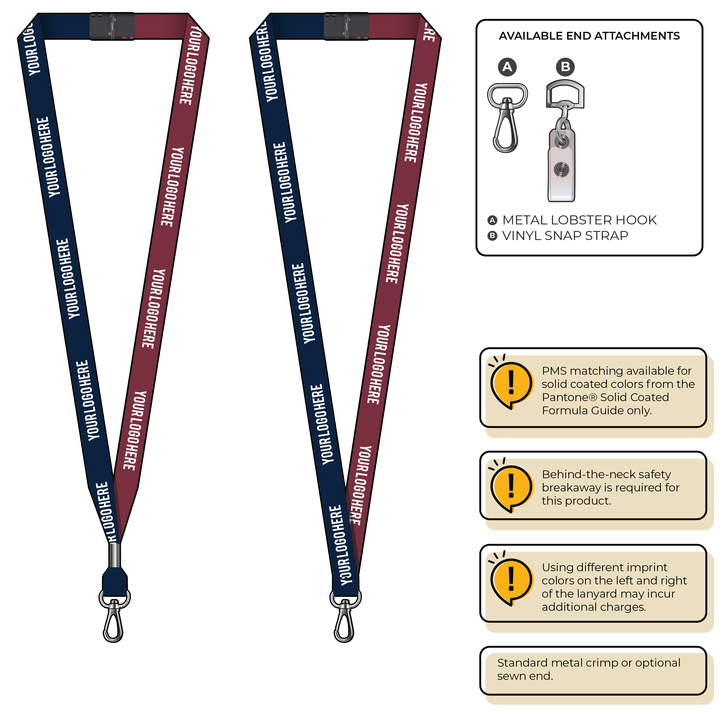 BH0051 | 5/8" Two Tone MicroWeave Silkscreen Lanyards :: NON-STANDARD END ATTACHMENTS