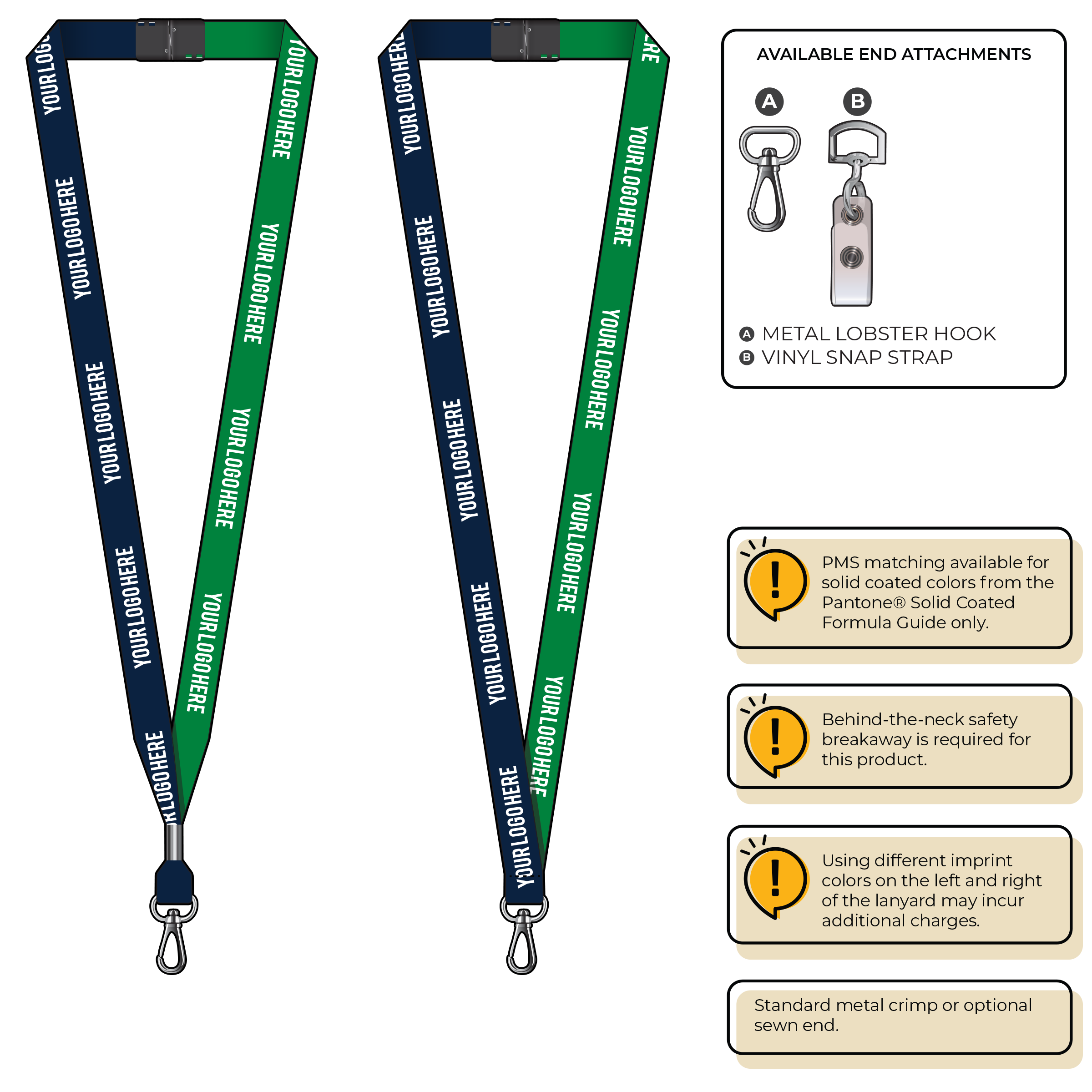 BH0051 | 5/8" Two Tone MicroWeave Silkscreen Lanyards :: NON-STANDARD END ATTACHMENTS