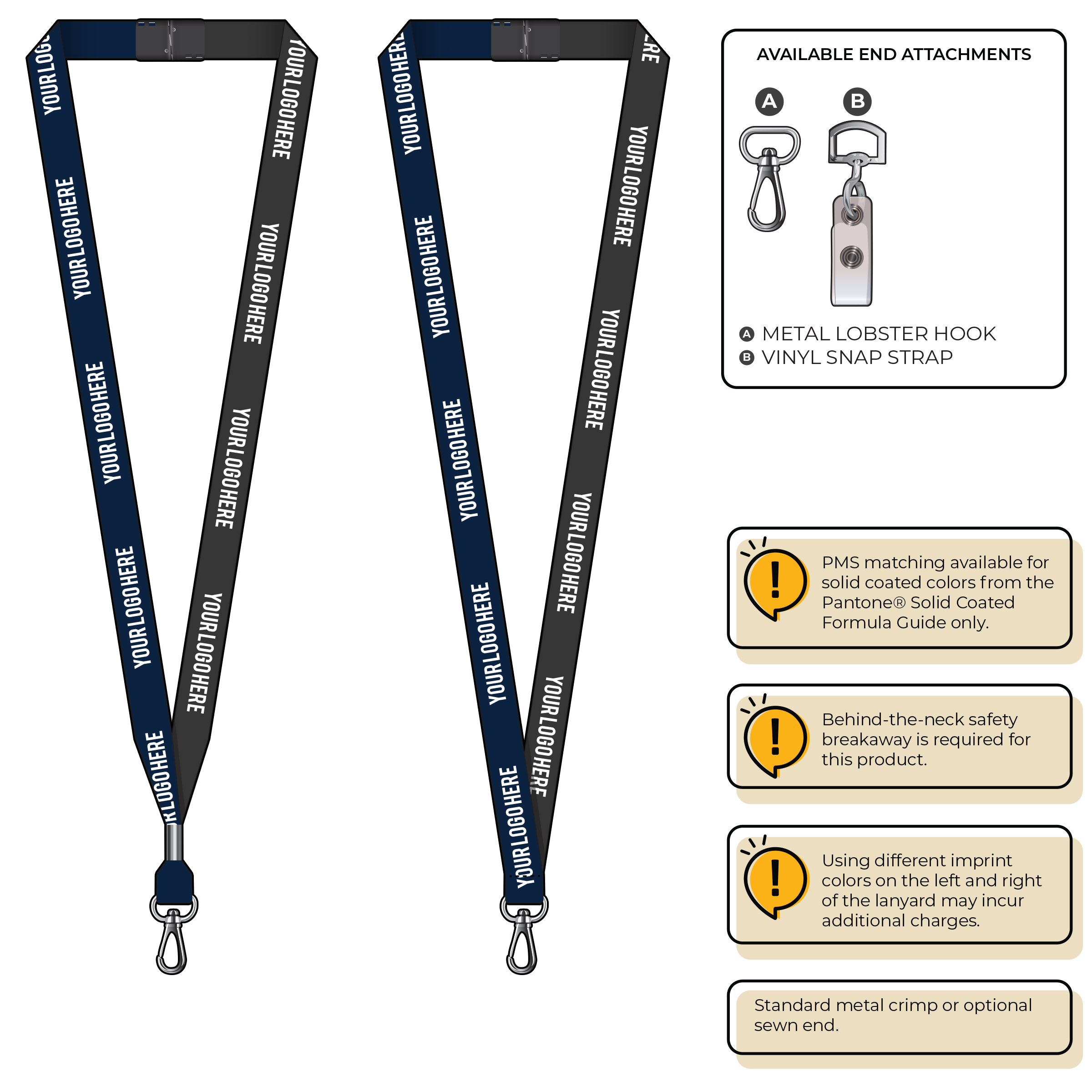 BH0051 | 5/8" Two Tone MicroWeave Silkscreen Lanyards :: NON-STANDARD END ATTACHMENTS
