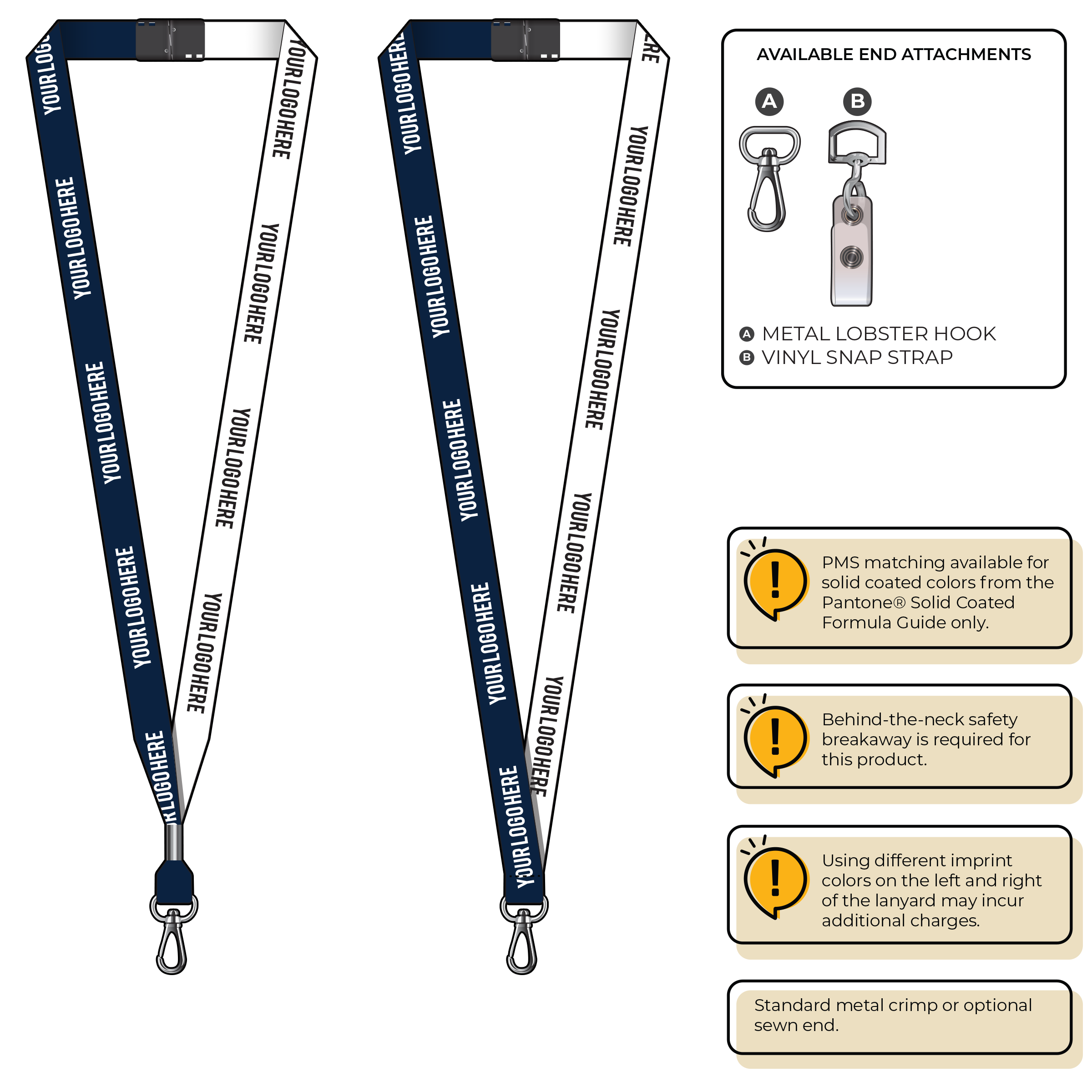 BH0051 | 5/8" Two Tone MicroWeave Silkscreen Lanyards :: NON-STANDARD END ATTACHMENTS