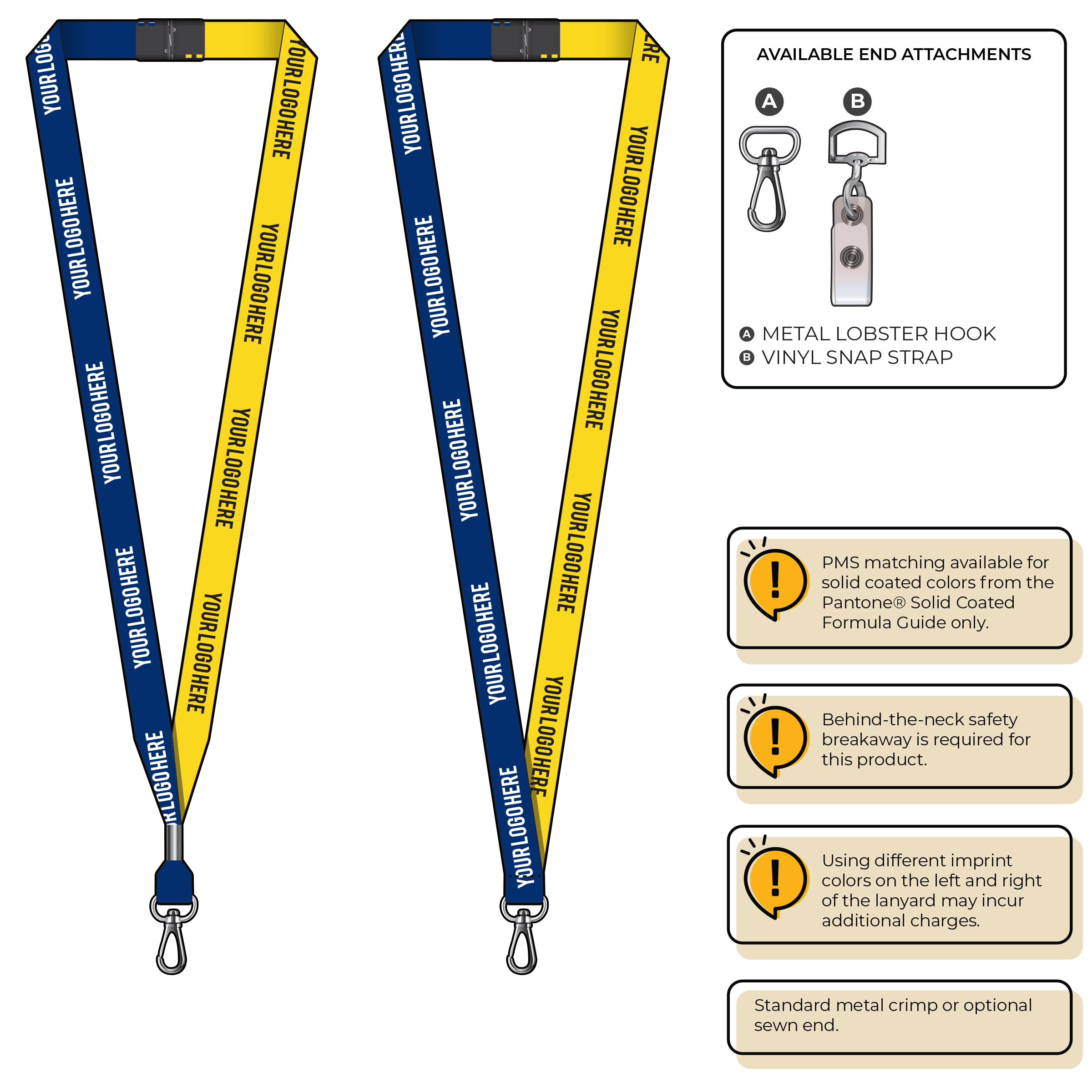 BH0051 | 5/8" Two Tone MicroWeave Silkscreen Lanyards :: NON-STANDARD END ATTACHMENTS