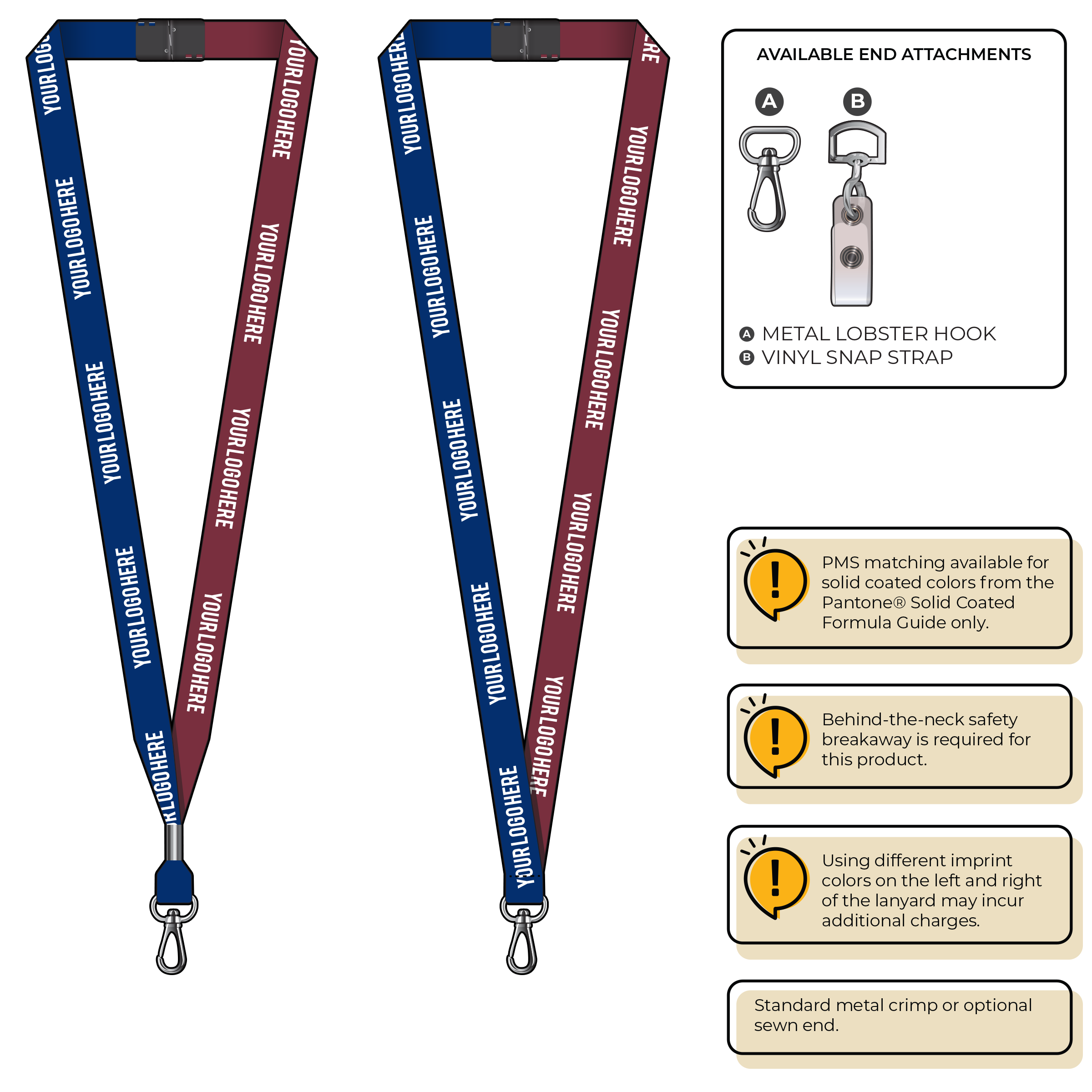BH0051 | 5/8" Two Tone MicroWeave Silkscreen Lanyards :: NON-STANDARD END ATTACHMENTS
