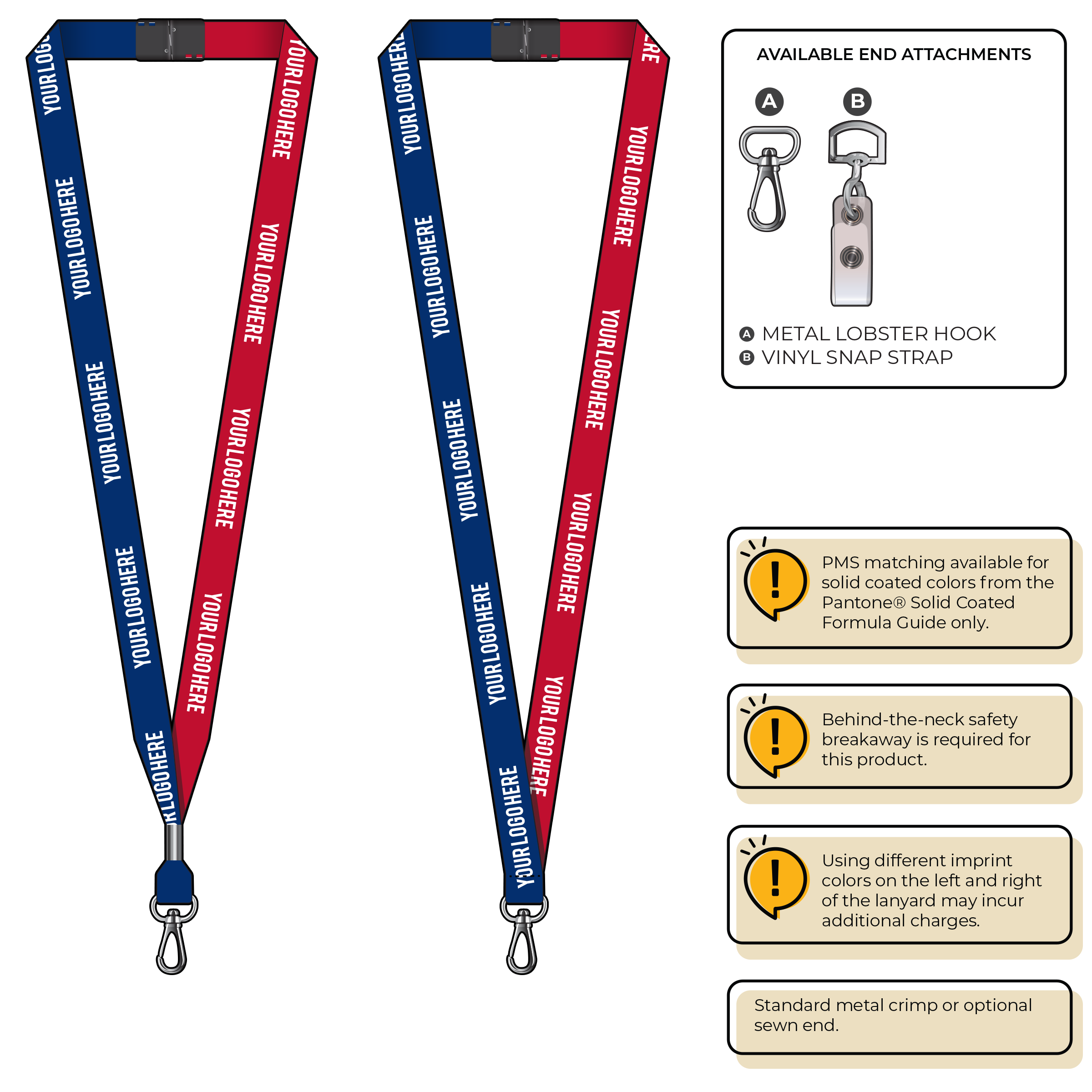 BH0051 | 5/8" Two Tone MicroWeave Silkscreen Lanyards :: NON-STANDARD END ATTACHMENTS