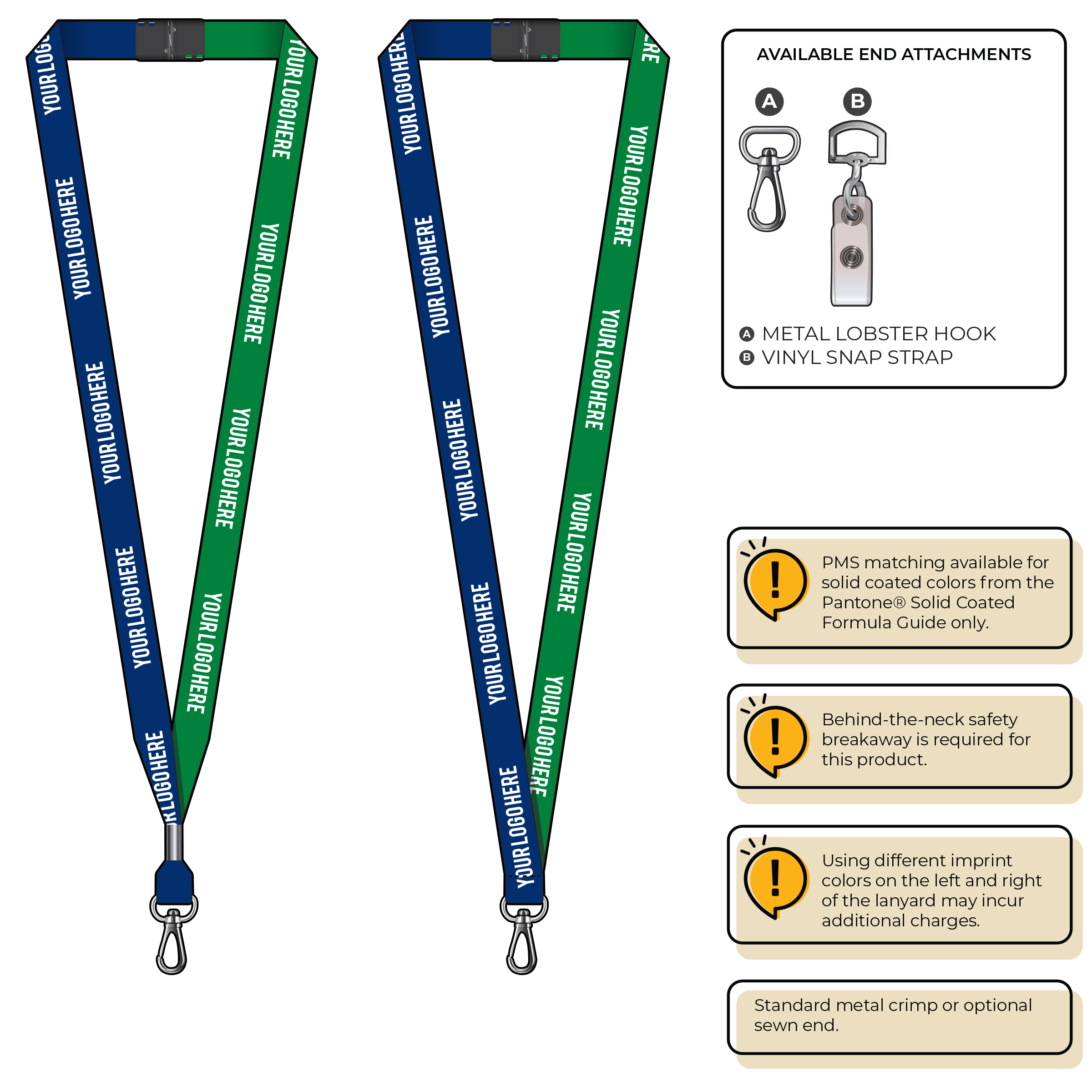 BH0051 | 5/8" Two Tone MicroWeave Silkscreen Lanyards :: NON-STANDARD END ATTACHMENTS