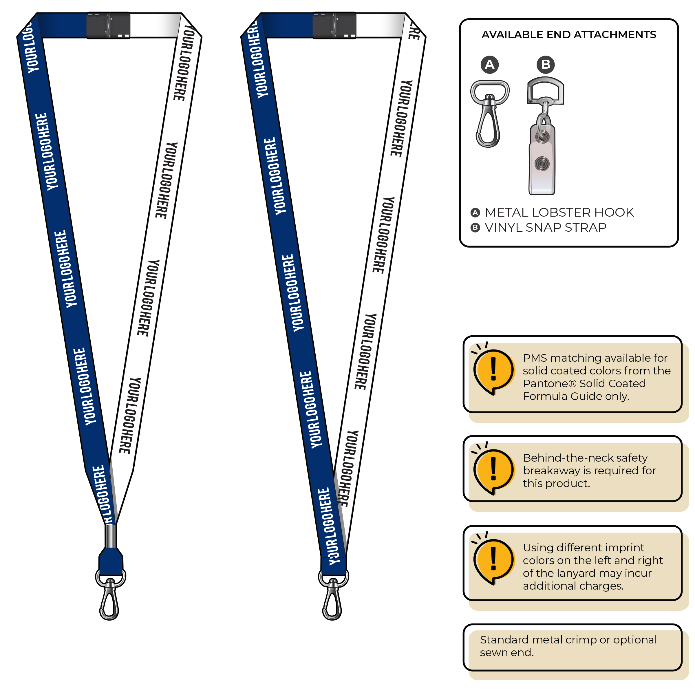 BH0051 | 5/8" Two Tone MicroWeave Silkscreen Lanyards :: NON-STANDARD END ATTACHMENTS