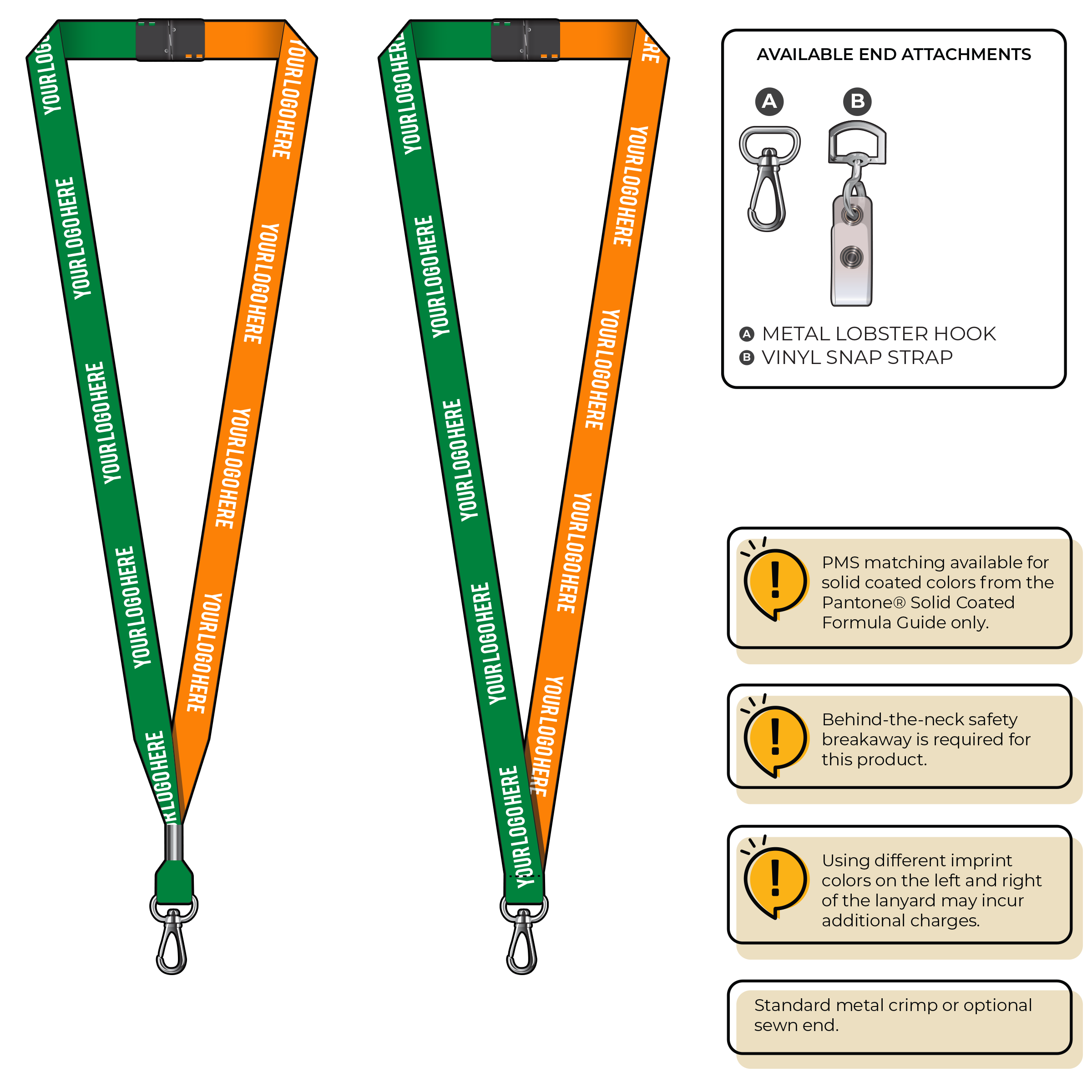 BH0051 | 5/8" Two Tone MicroWeave Silkscreen Lanyards :: NON-STANDARD END ATTACHMENTS