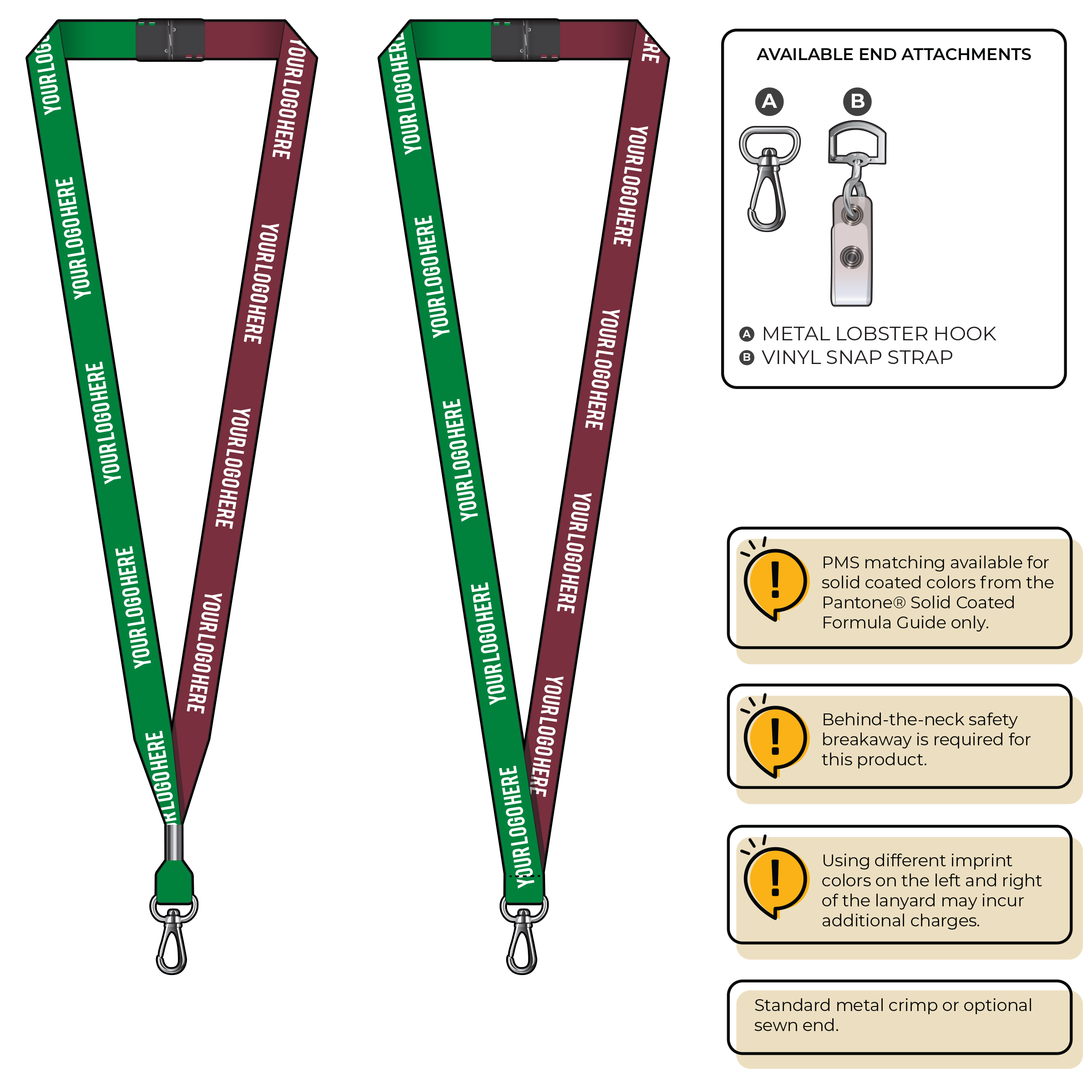BH0051 | 5/8" Two Tone MicroWeave Silkscreen Lanyards :: NON-STANDARD END ATTACHMENTS