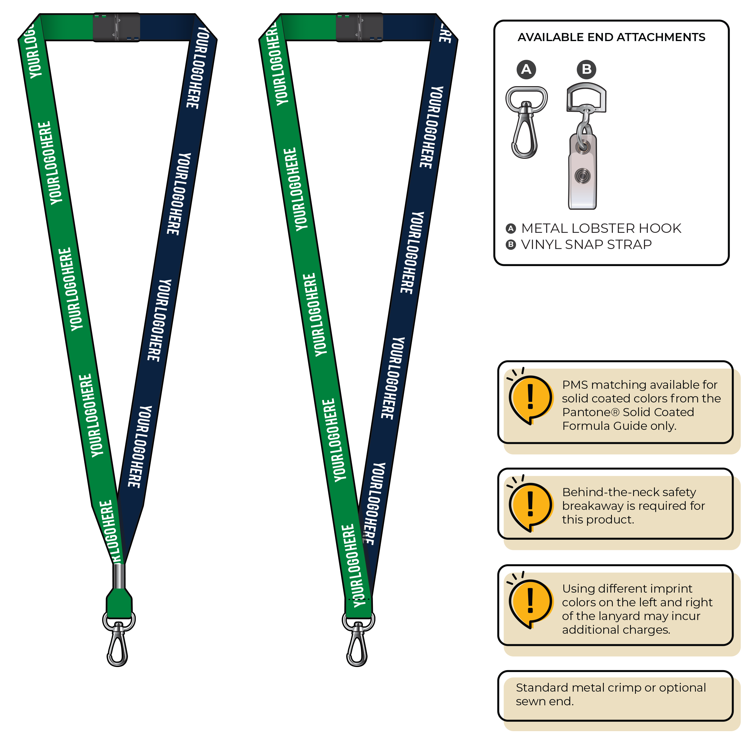 BH0051 | 5/8" Two Tone MicroWeave Silkscreen Lanyards :: NON-STANDARD END ATTACHMENTS