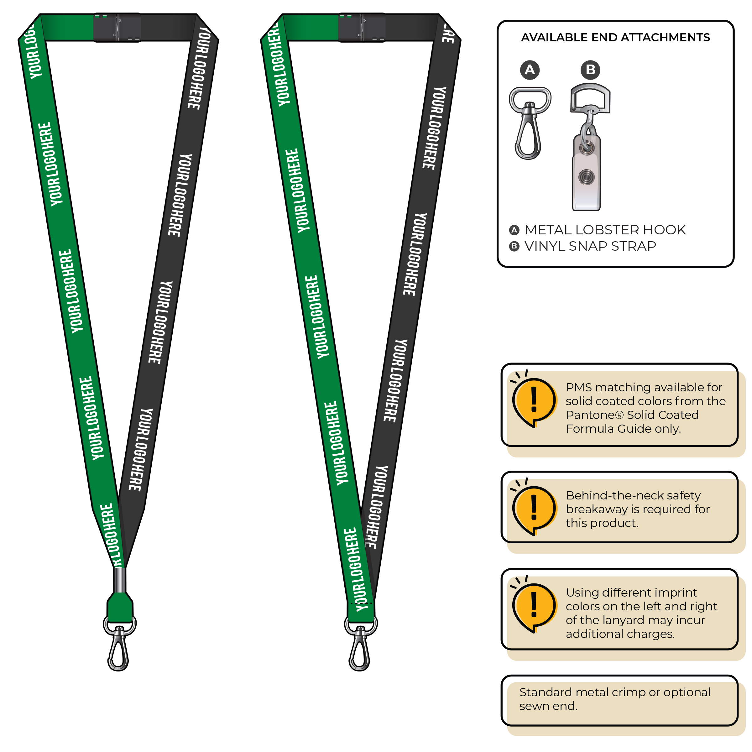 BH0051 | 5/8" Two Tone MicroWeave Silkscreen Lanyards :: NON-STANDARD END ATTACHMENTS