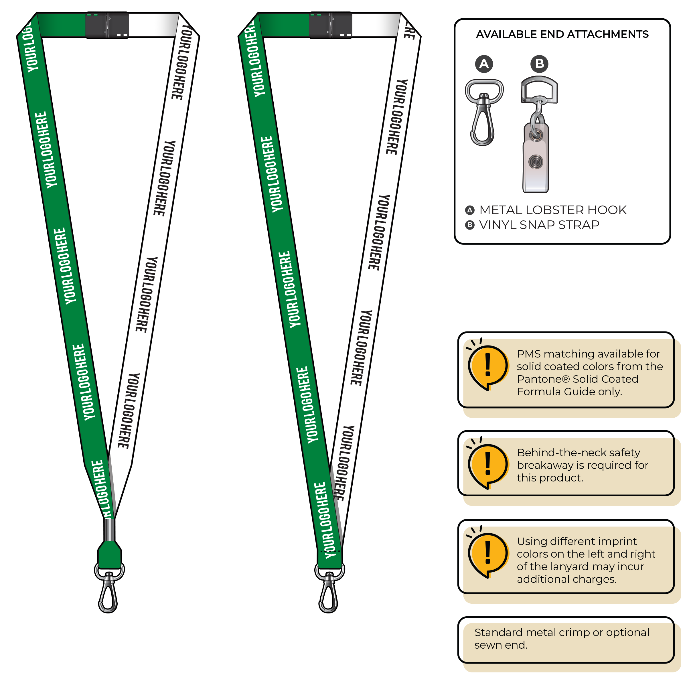 BH0051 | 5/8" Two Tone MicroWeave Silkscreen Lanyards :: NON-STANDARD END ATTACHMENTS