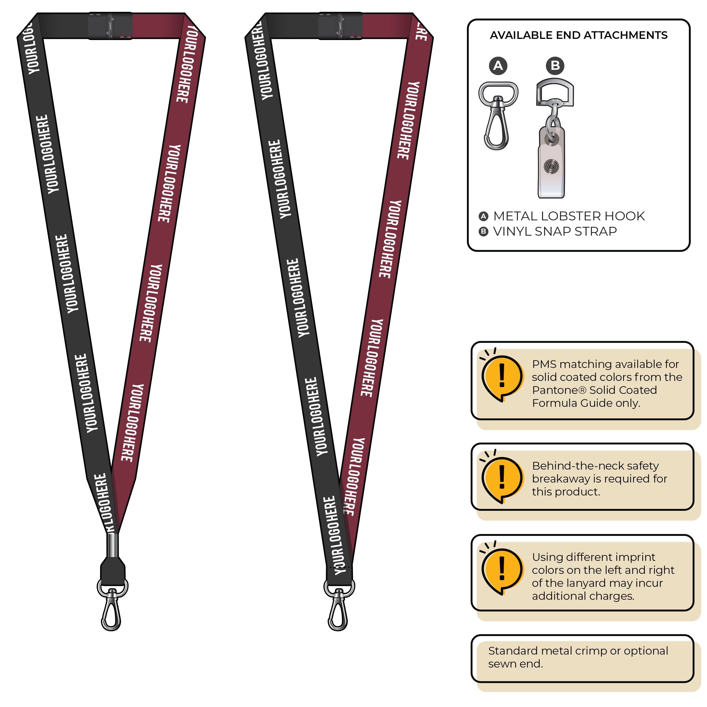 BH0051 | 5/8" Two Tone MicroWeave Silkscreen Lanyards :: NON-STANDARD END ATTACHMENTS