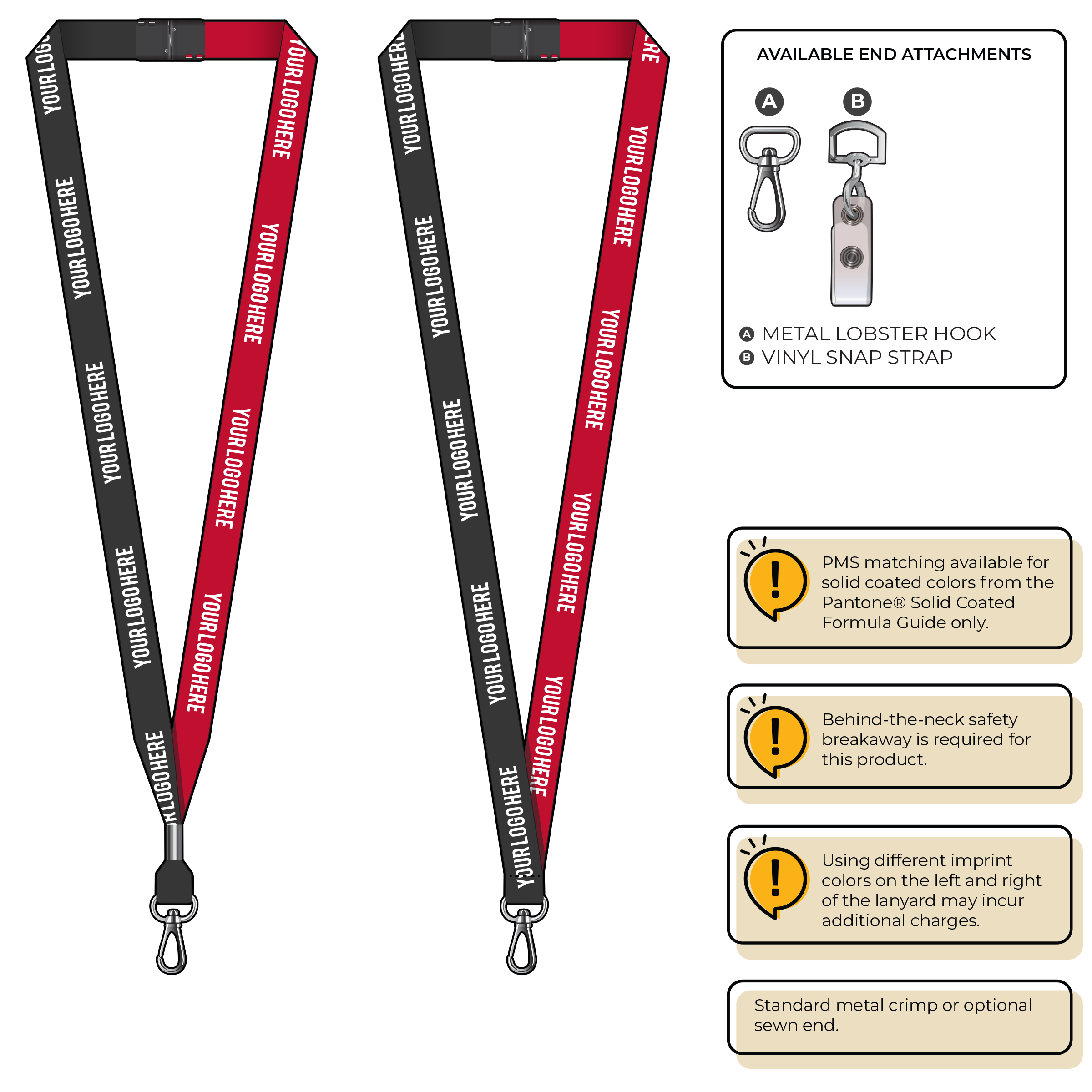 BH0051 | 5/8" Two Tone MicroWeave Silkscreen Lanyards :: NON-STANDARD END ATTACHMENTS