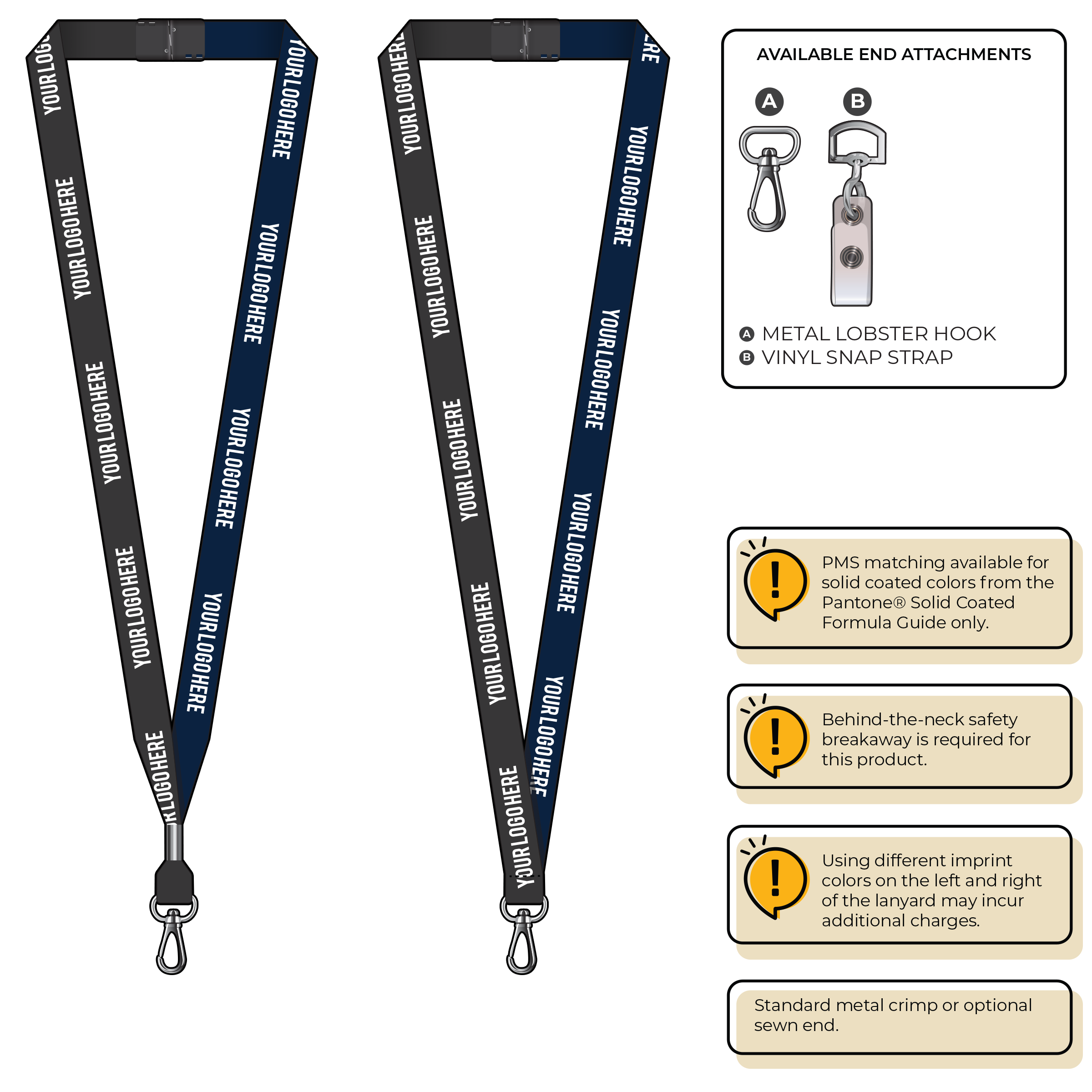 BH0051 | 5/8" Two Tone MicroWeave Silkscreen Lanyards :: NON-STANDARD END ATTACHMENTS