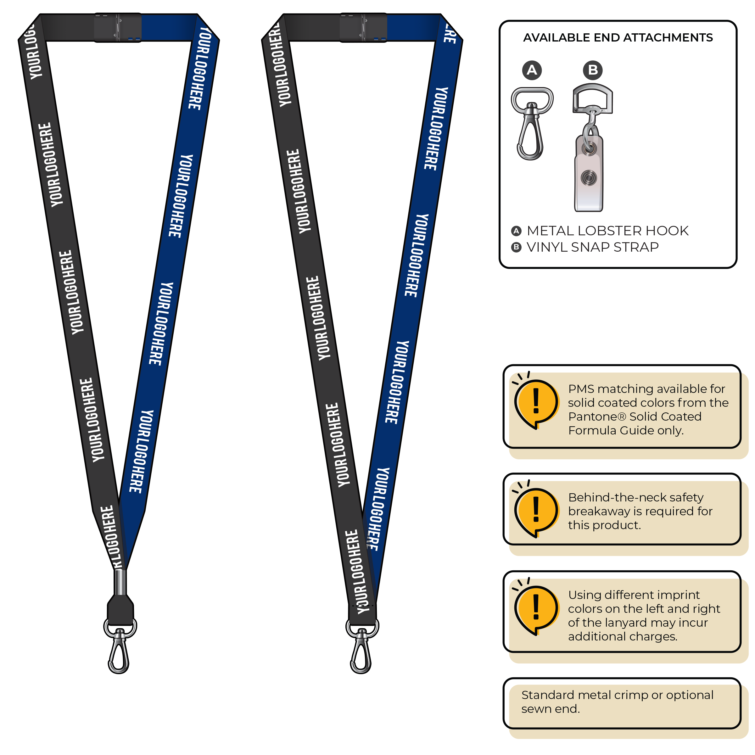 BH0051 | 5/8" Two Tone MicroWeave Silkscreen Lanyards :: NON-STANDARD END ATTACHMENTS