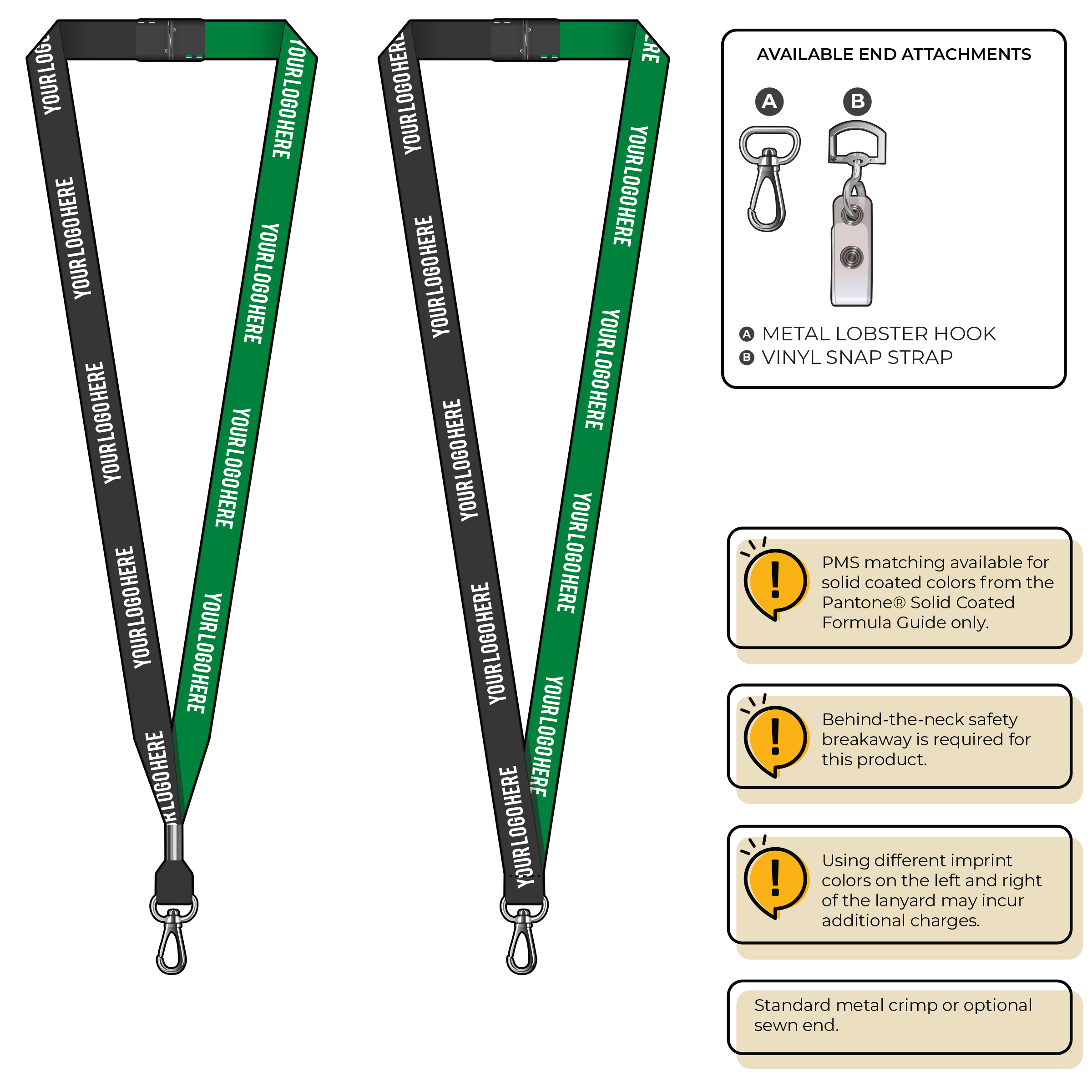 BH0051 | 5/8" Two Tone MicroWeave Silkscreen Lanyards :: NON-STANDARD END ATTACHMENTS