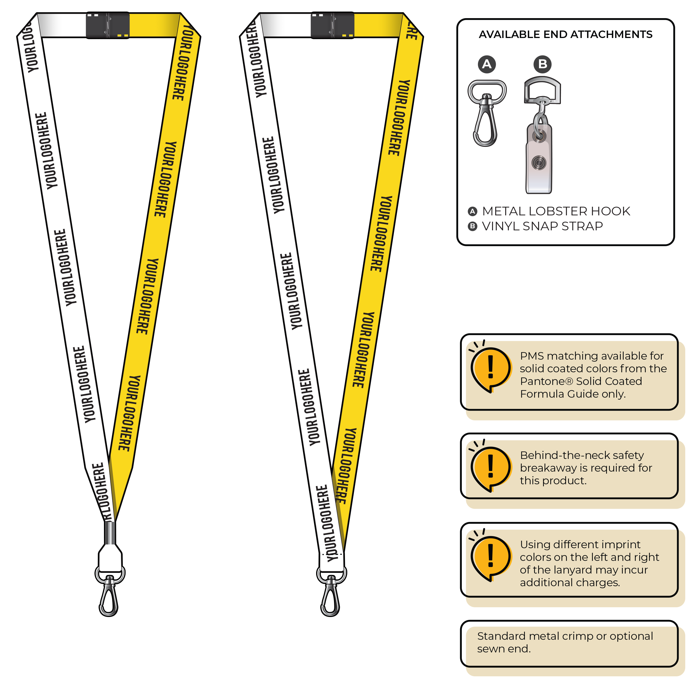 BH0051 | 5/8" Two Tone MicroWeave Silkscreen Lanyards :: NON-STANDARD END ATTACHMENTS