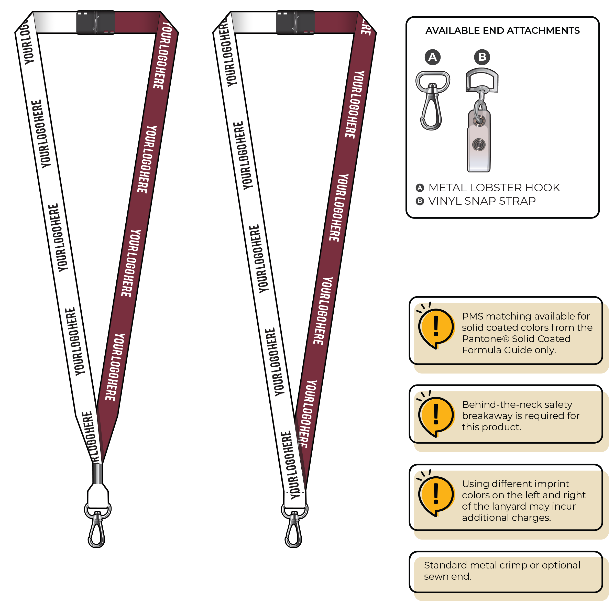 BH0051 | 5/8" Two Tone MicroWeave Silkscreen Lanyards :: NON-STANDARD END ATTACHMENTS