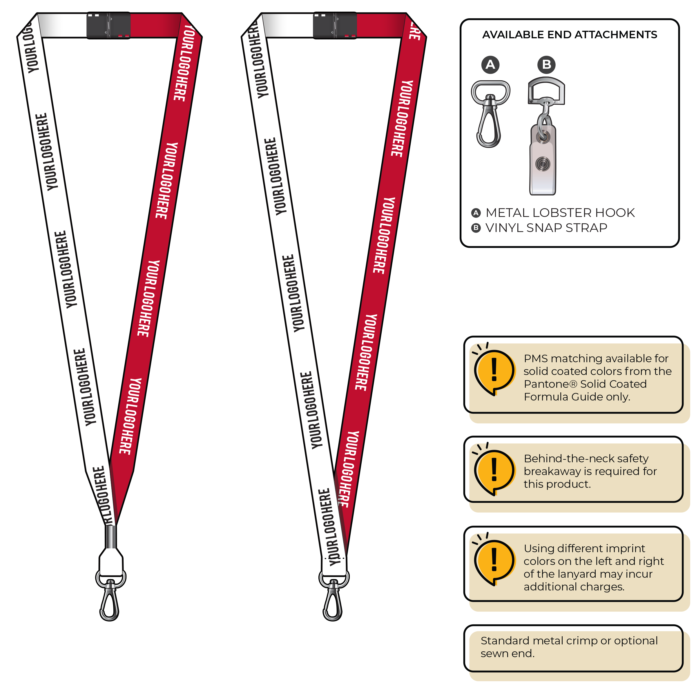 BH0051 | 5/8" Two Tone MicroWeave Silkscreen Lanyards :: NON-STANDARD END ATTACHMENTS
