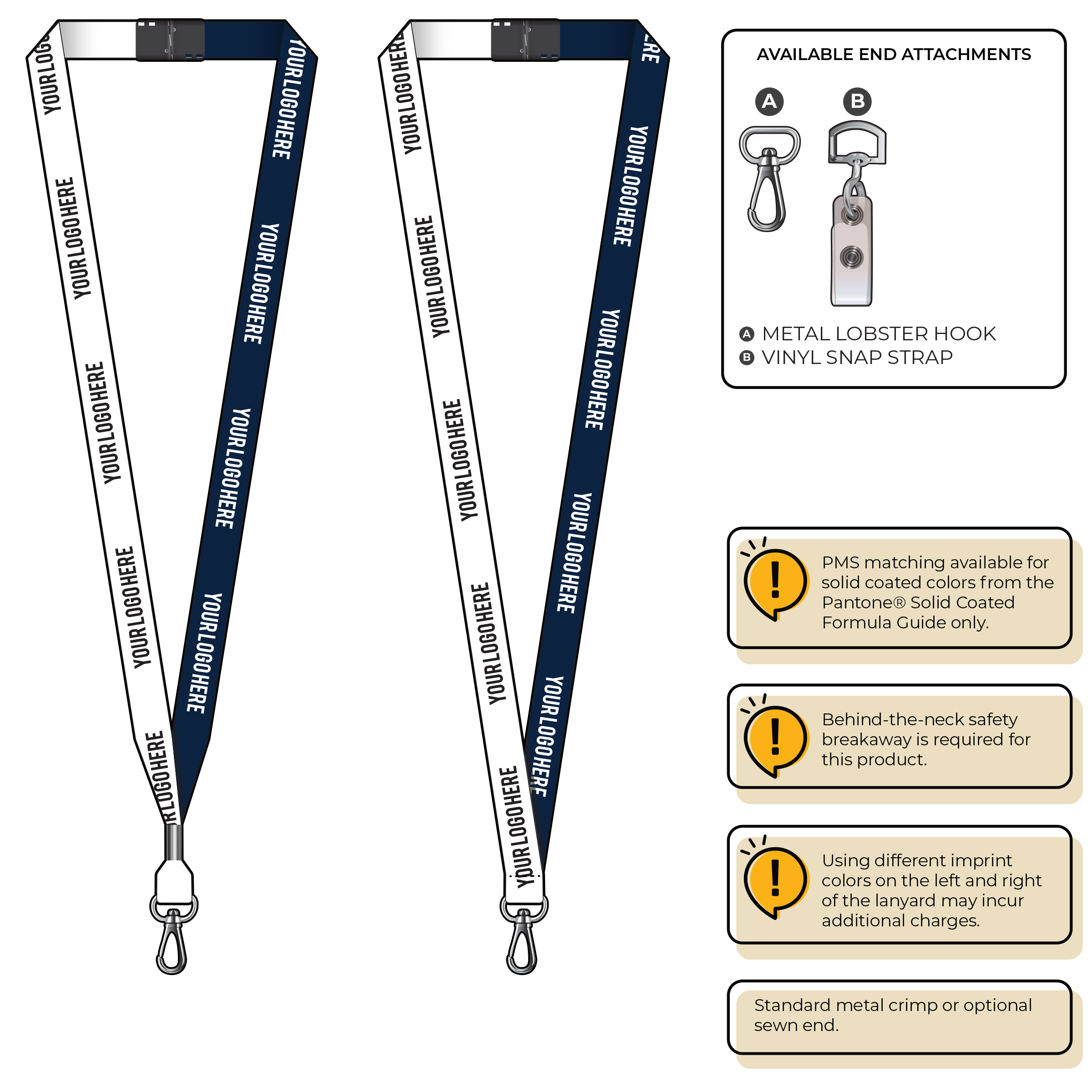 BH0051 | 5/8" Two Tone MicroWeave Silkscreen Lanyards :: NON-STANDARD END ATTACHMENTS