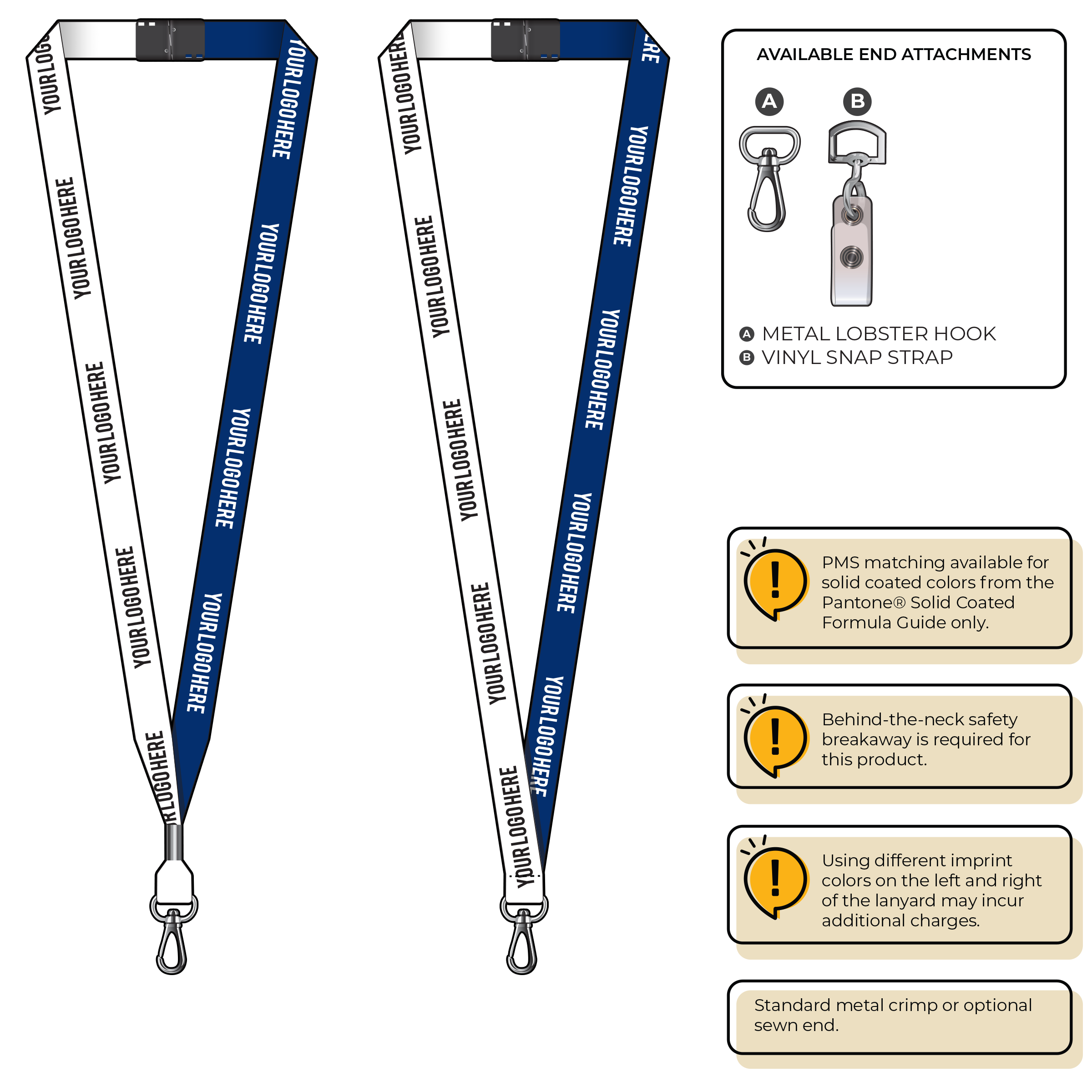 BH0051 | 5/8" Two Tone MicroWeave Silkscreen Lanyards :: NON-STANDARD END ATTACHMENTS