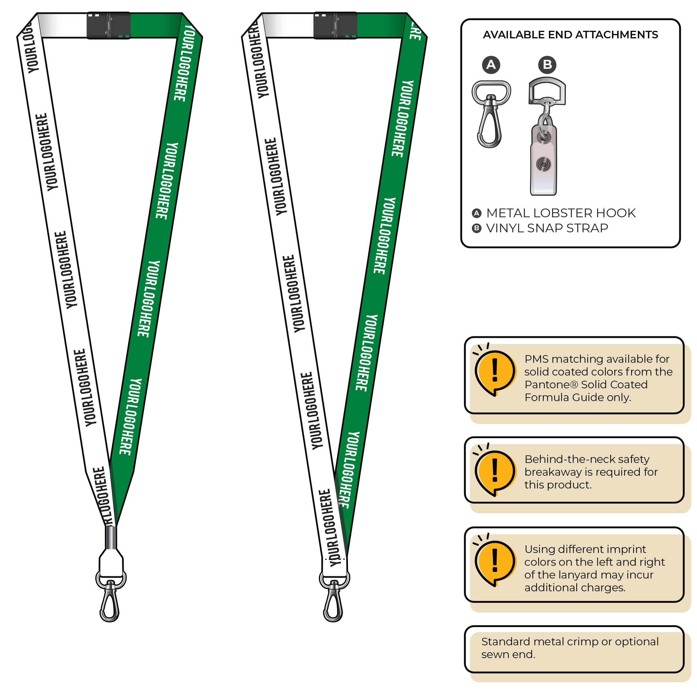 BH0051 | 5/8" Two Tone MicroWeave Silkscreen Lanyards :: NON-STANDARD END ATTACHMENTS