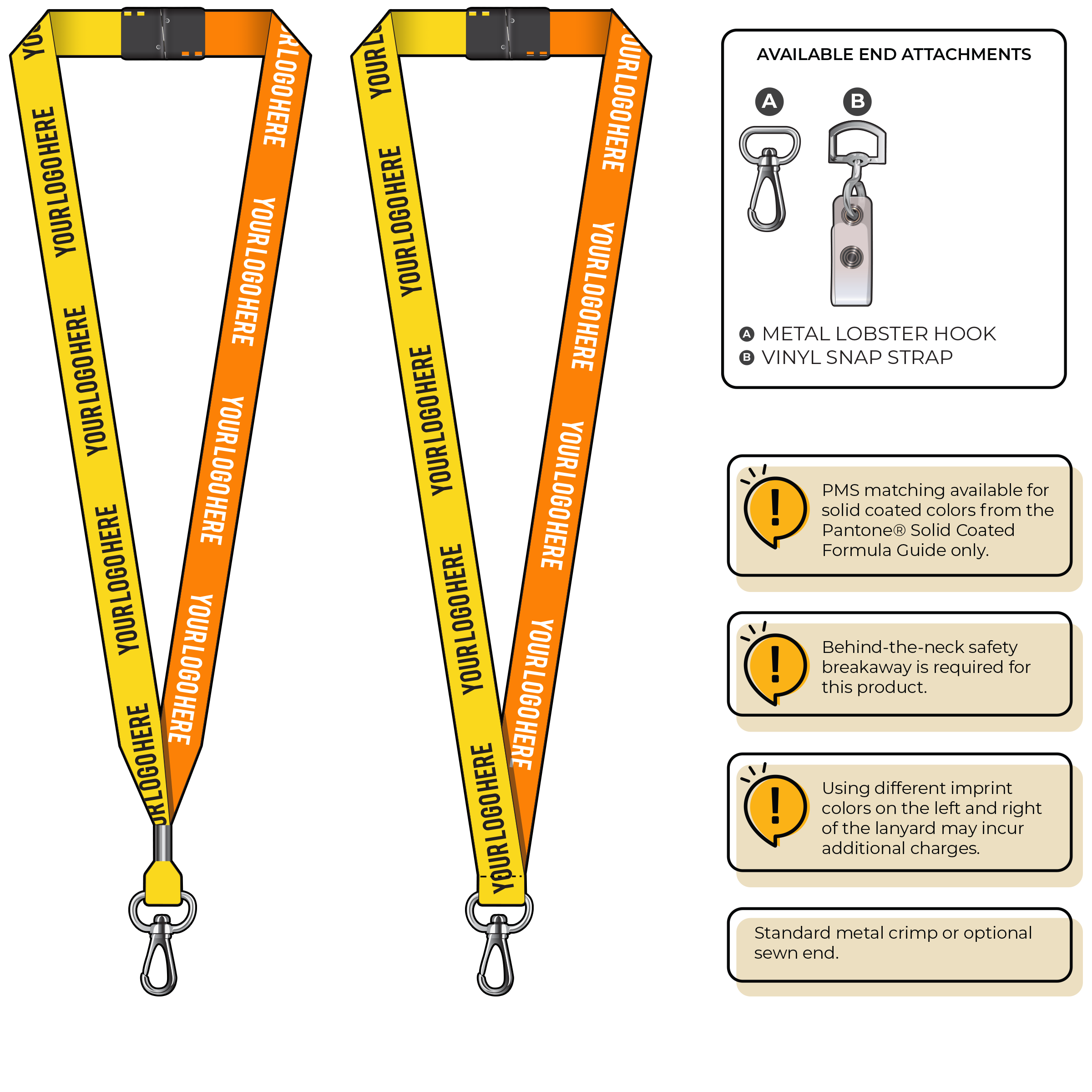 BH0052 | 3/4" Two Tone MicroWeave Silkscreen Lanyards :: NON-STANDARD END ATTACHMENTS