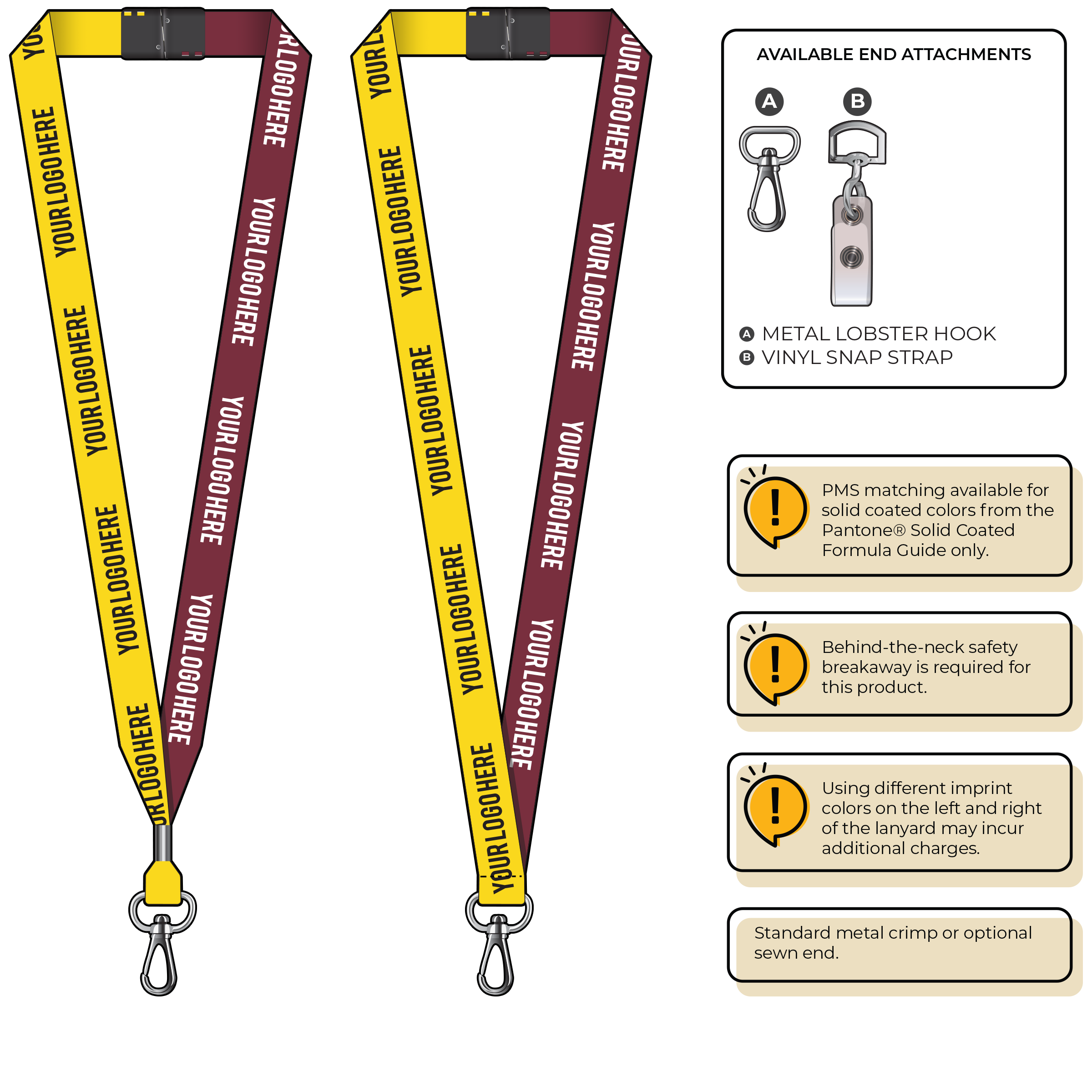 BH0052 | 3/4" Two Tone MicroWeave Silkscreen Lanyards :: NON-STANDARD END ATTACHMENTS
