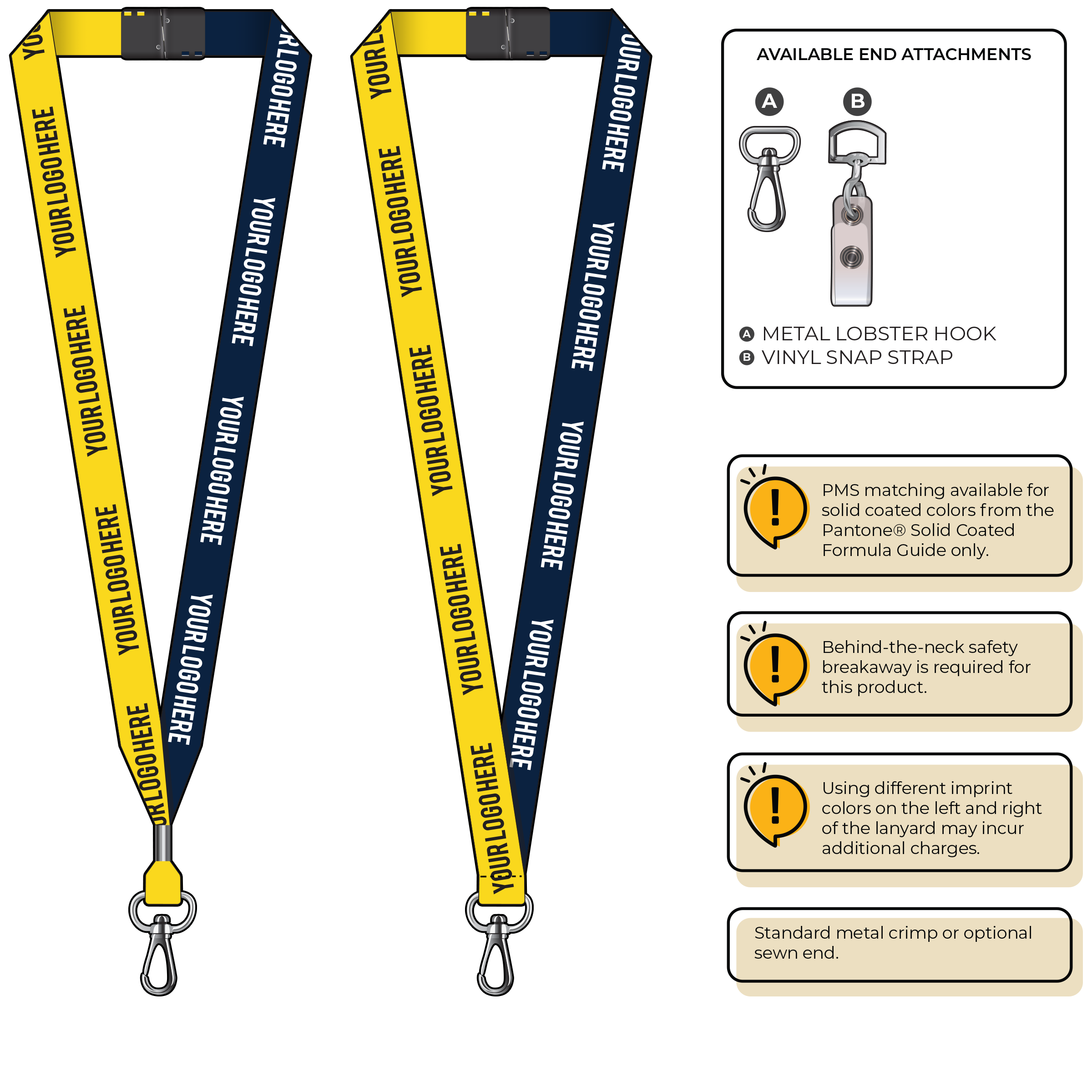 BH0052 | 3/4" Two Tone MicroWeave Silkscreen Lanyards :: NON-STANDARD END ATTACHMENTS