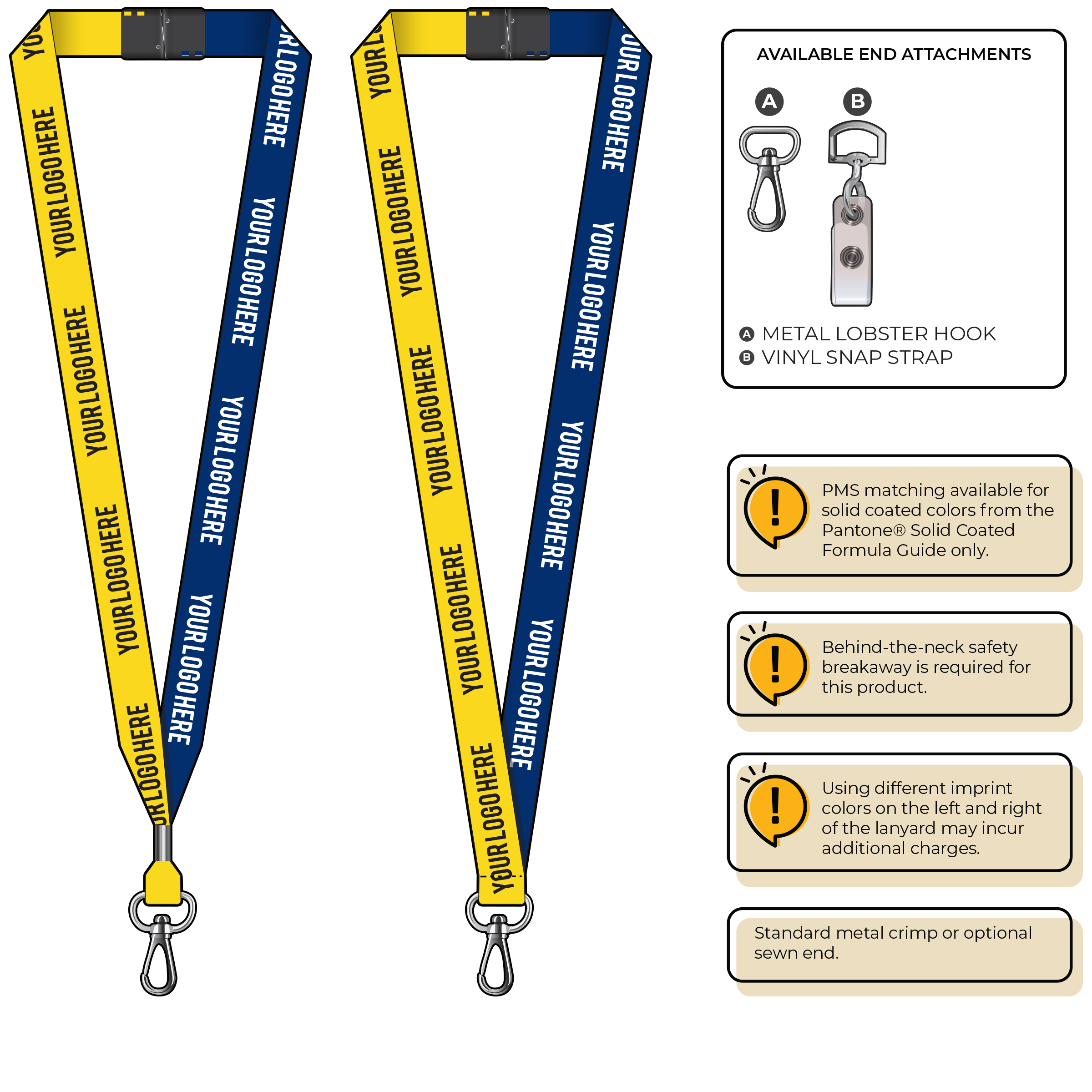 BH0052 | 3/4" Two Tone MicroWeave Silkscreen Lanyards :: NON-STANDARD END ATTACHMENTS