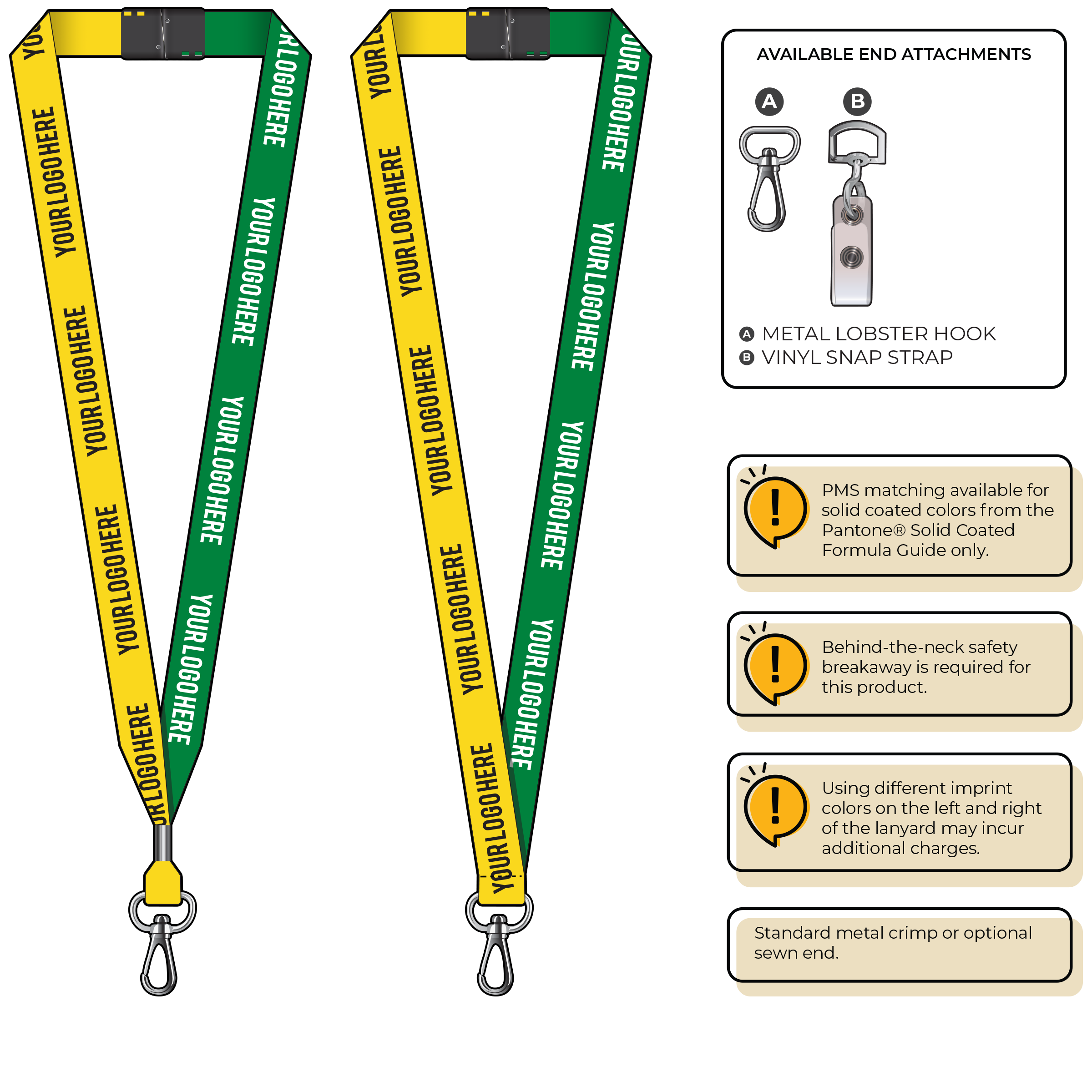 BH0052 | 3/4" Two Tone MicroWeave Silkscreen Lanyards :: NON-STANDARD END ATTACHMENTS