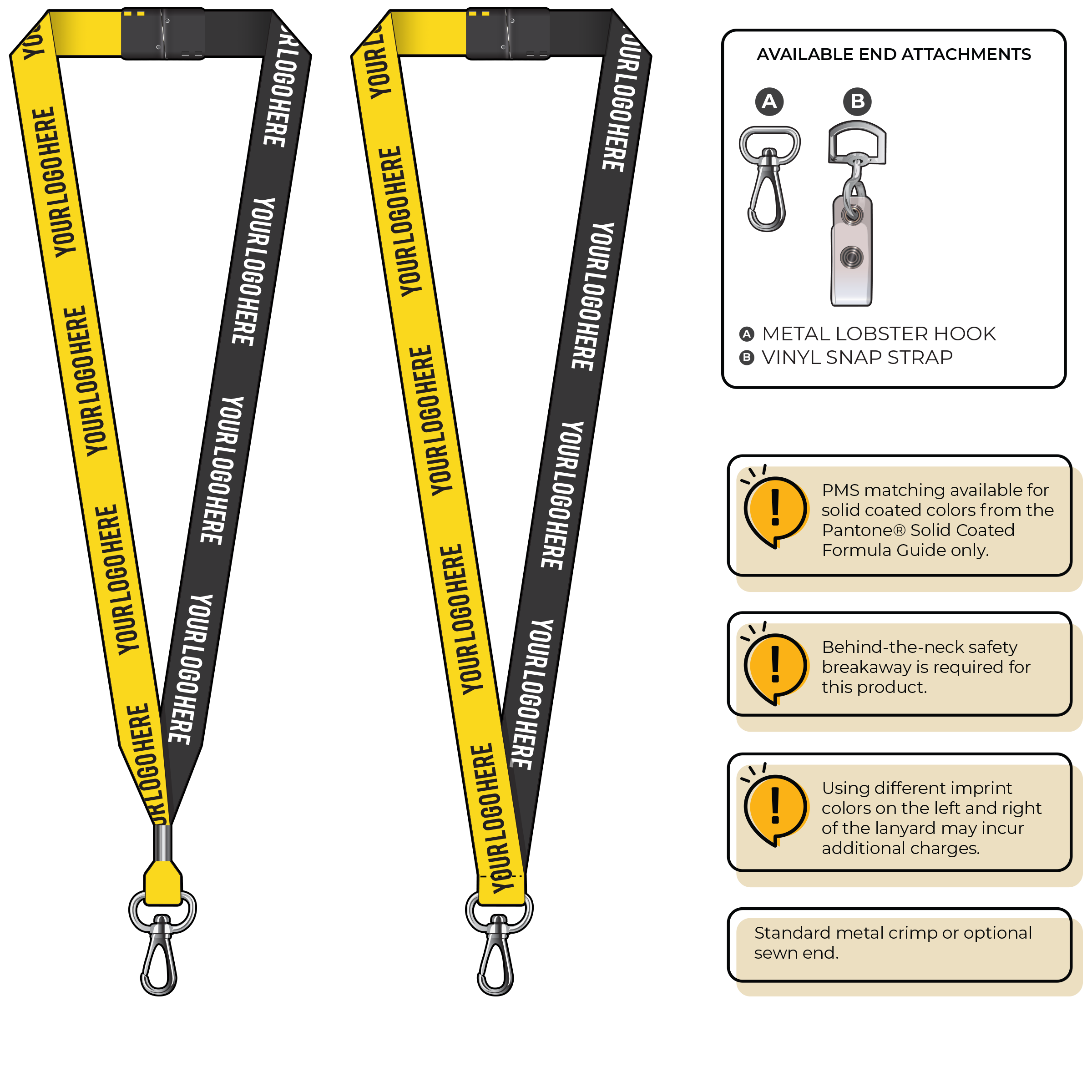 BH0052 | 3/4" Two Tone MicroWeave Silkscreen Lanyards :: NON-STANDARD END ATTACHMENTS
