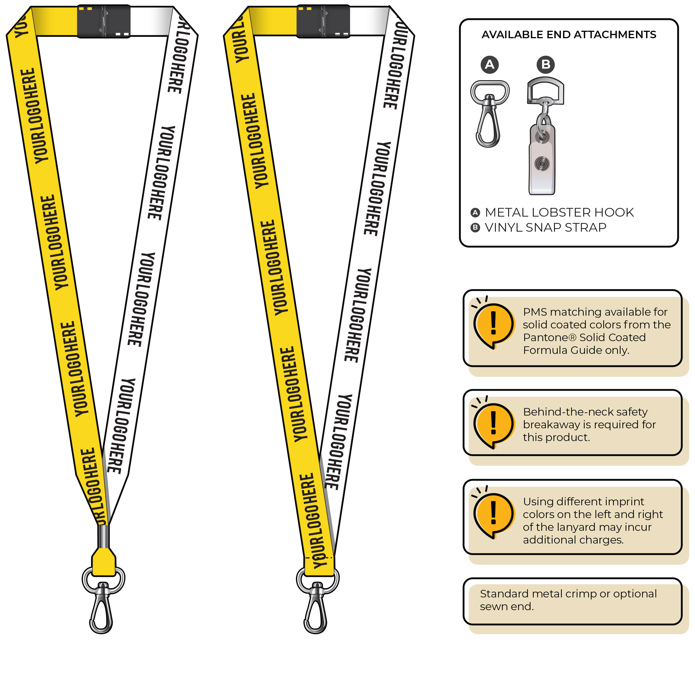 BH0052 | 3/4" Two Tone MicroWeave Silkscreen Lanyards :: NON-STANDARD END ATTACHMENTS