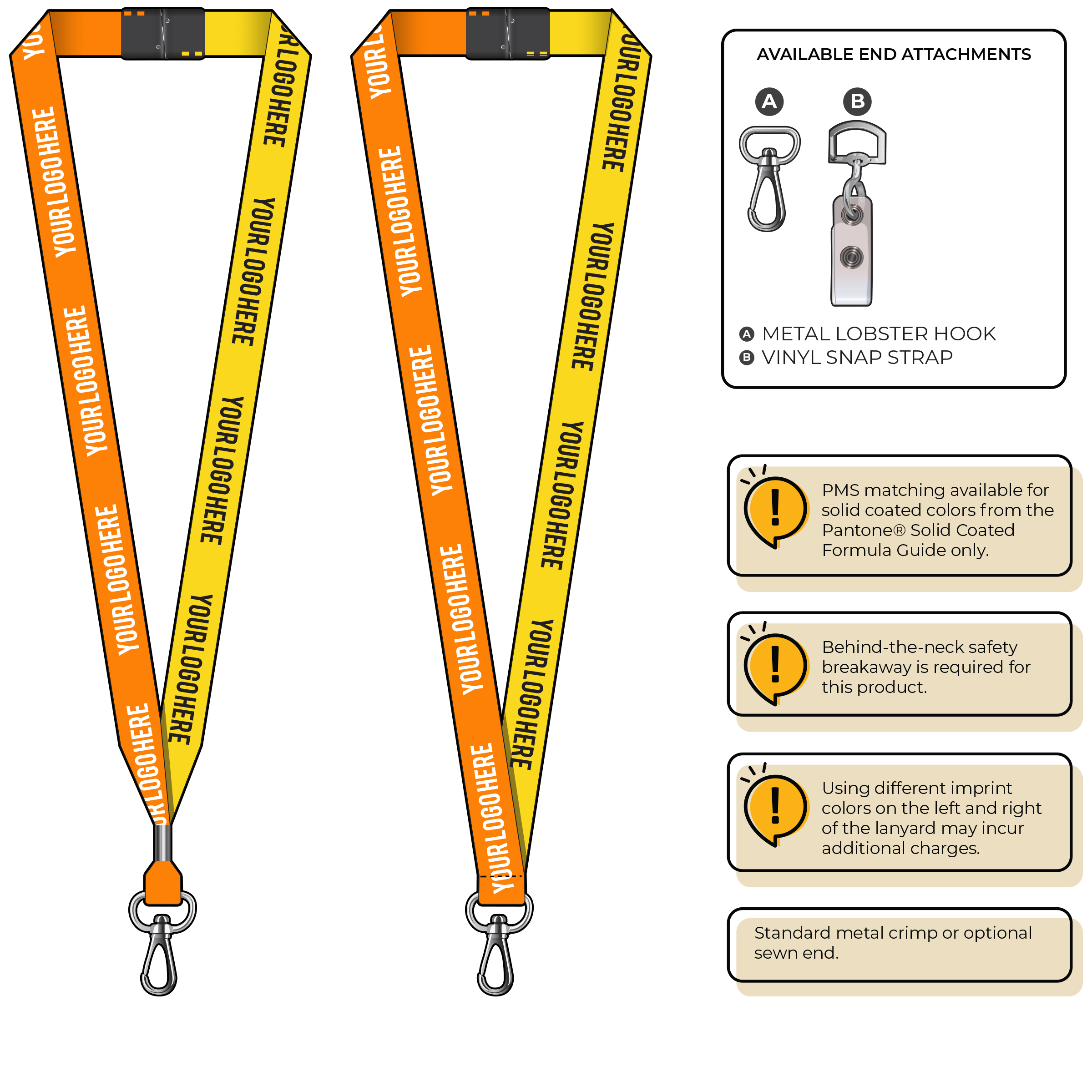 BH0052 | 3/4" Two Tone MicroWeave Silkscreen Lanyards :: NON-STANDARD END ATTACHMENTS
