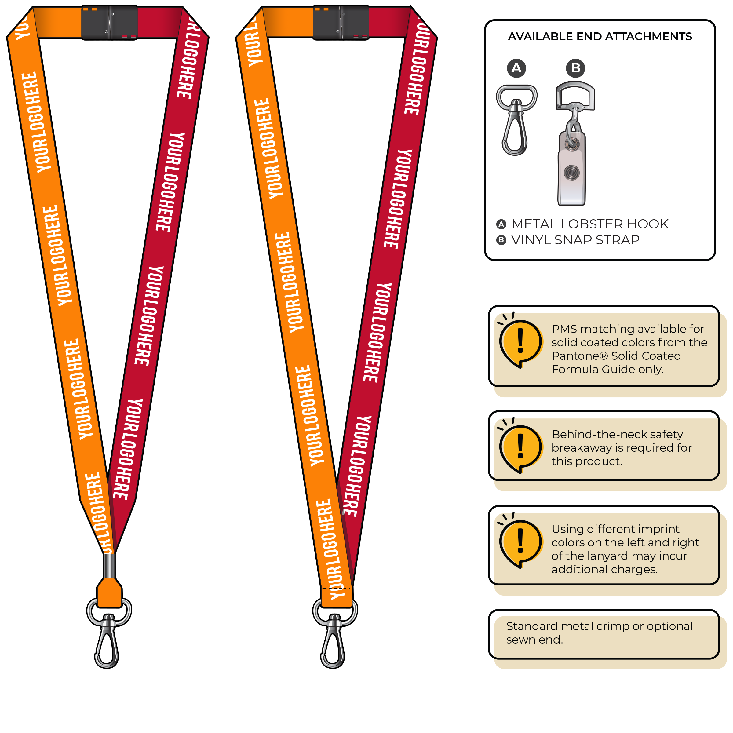 BH0052 | 3/4" Two Tone MicroWeave Silkscreen Lanyards :: NON-STANDARD END ATTACHMENTS
