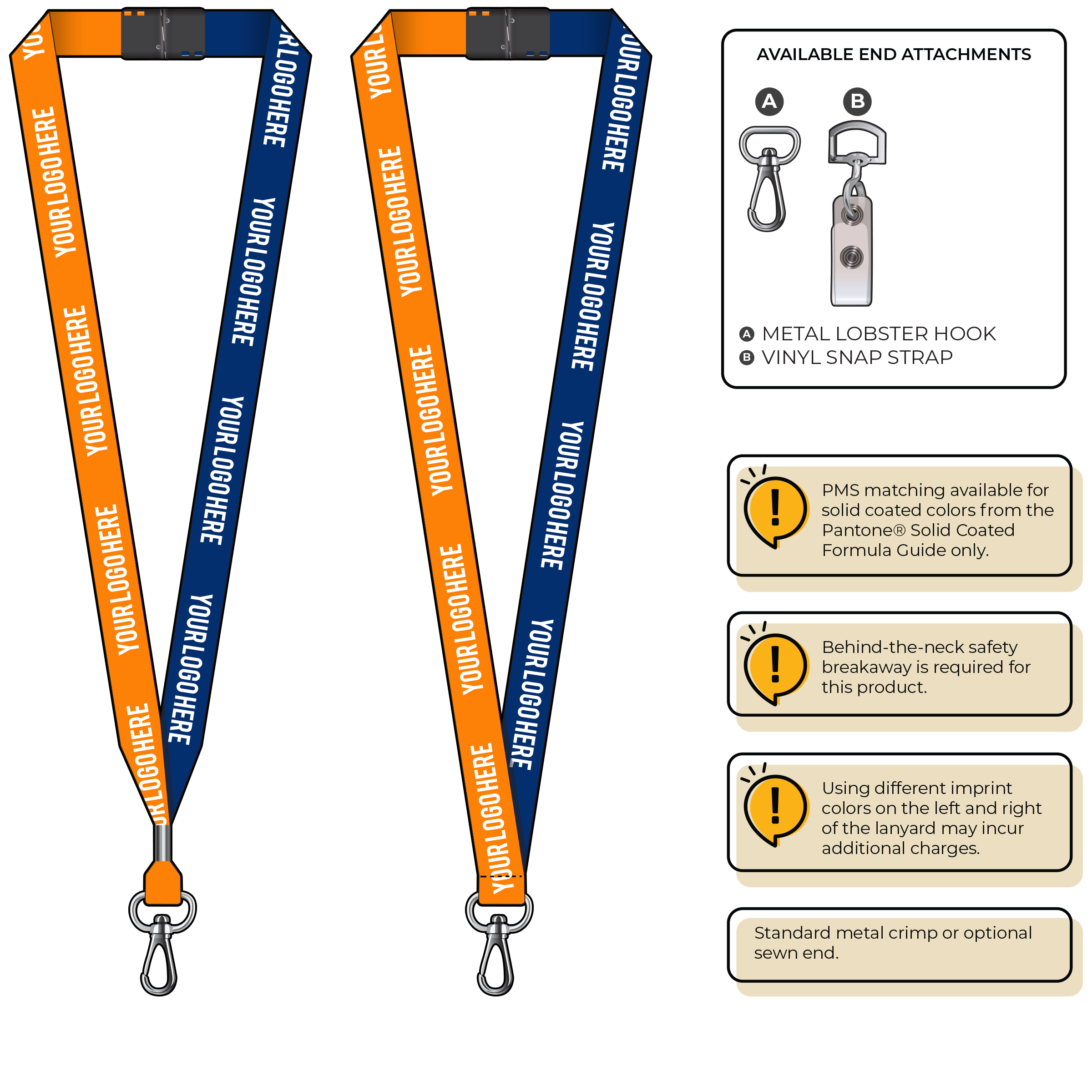 BH0052 | 3/4" Two Tone MicroWeave Silkscreen Lanyards :: NON-STANDARD END ATTACHMENTS
