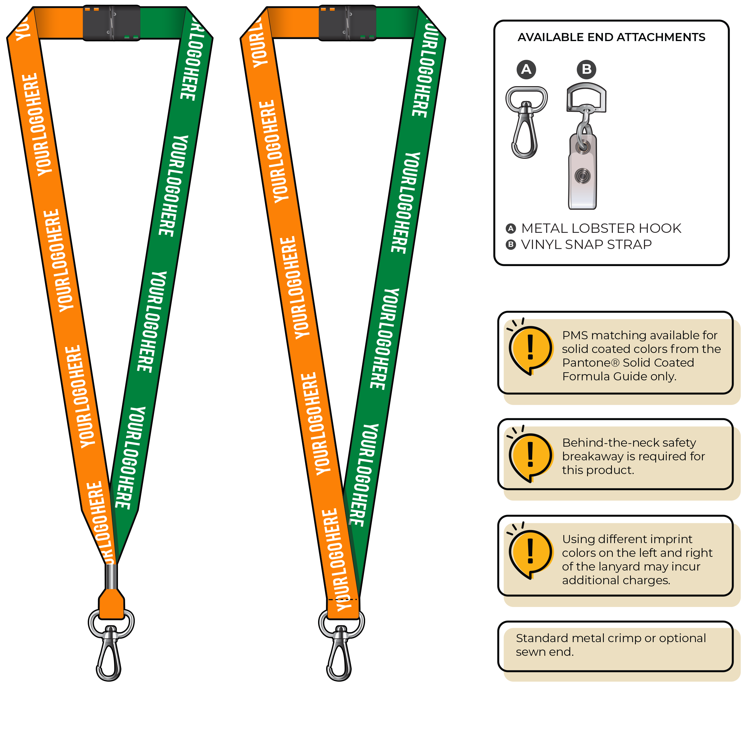 BH0052 | 3/4" Two Tone MicroWeave Silkscreen Lanyards :: NON-STANDARD END ATTACHMENTS