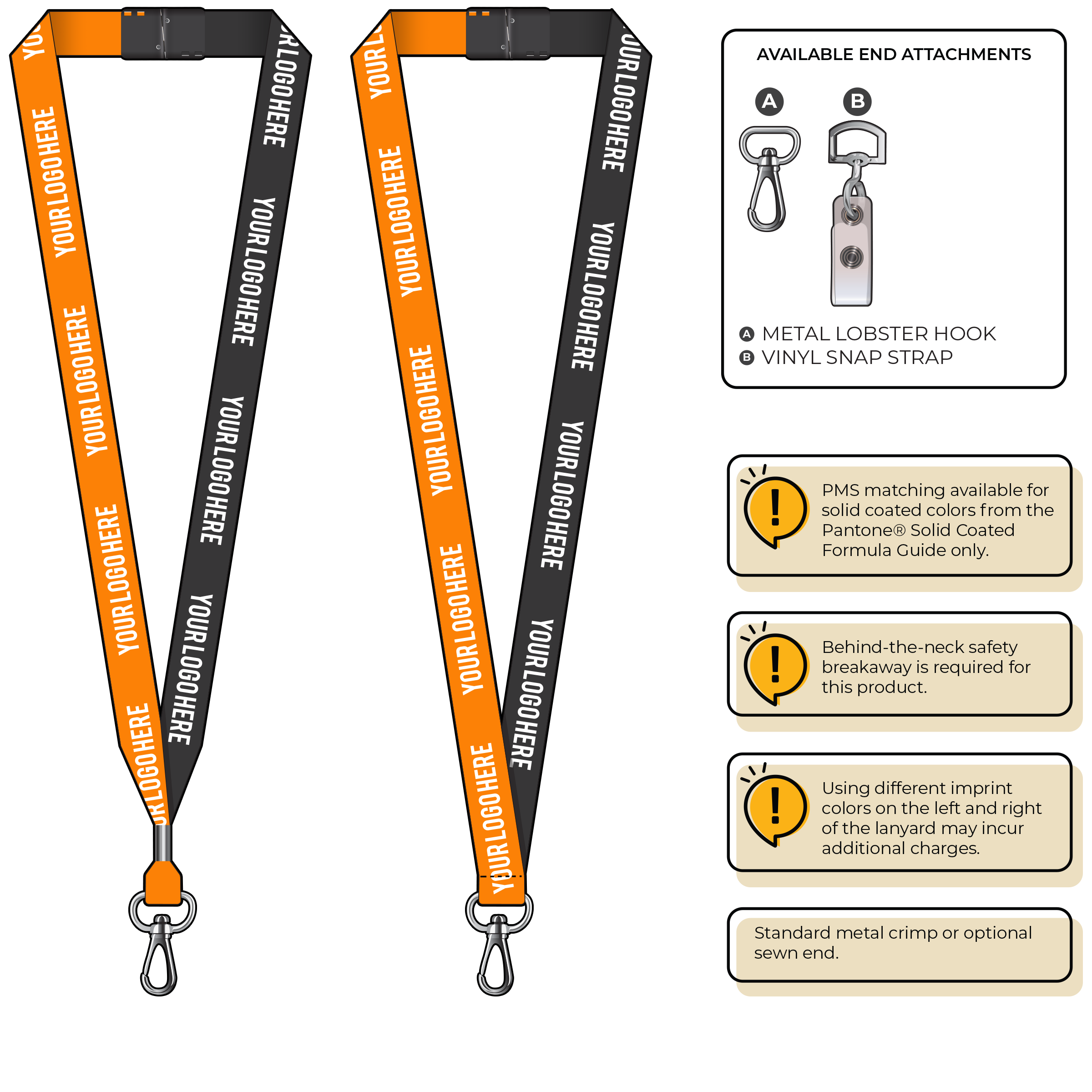 BH0052 | 3/4" Two Tone MicroWeave Silkscreen Lanyards :: NON-STANDARD END ATTACHMENTS