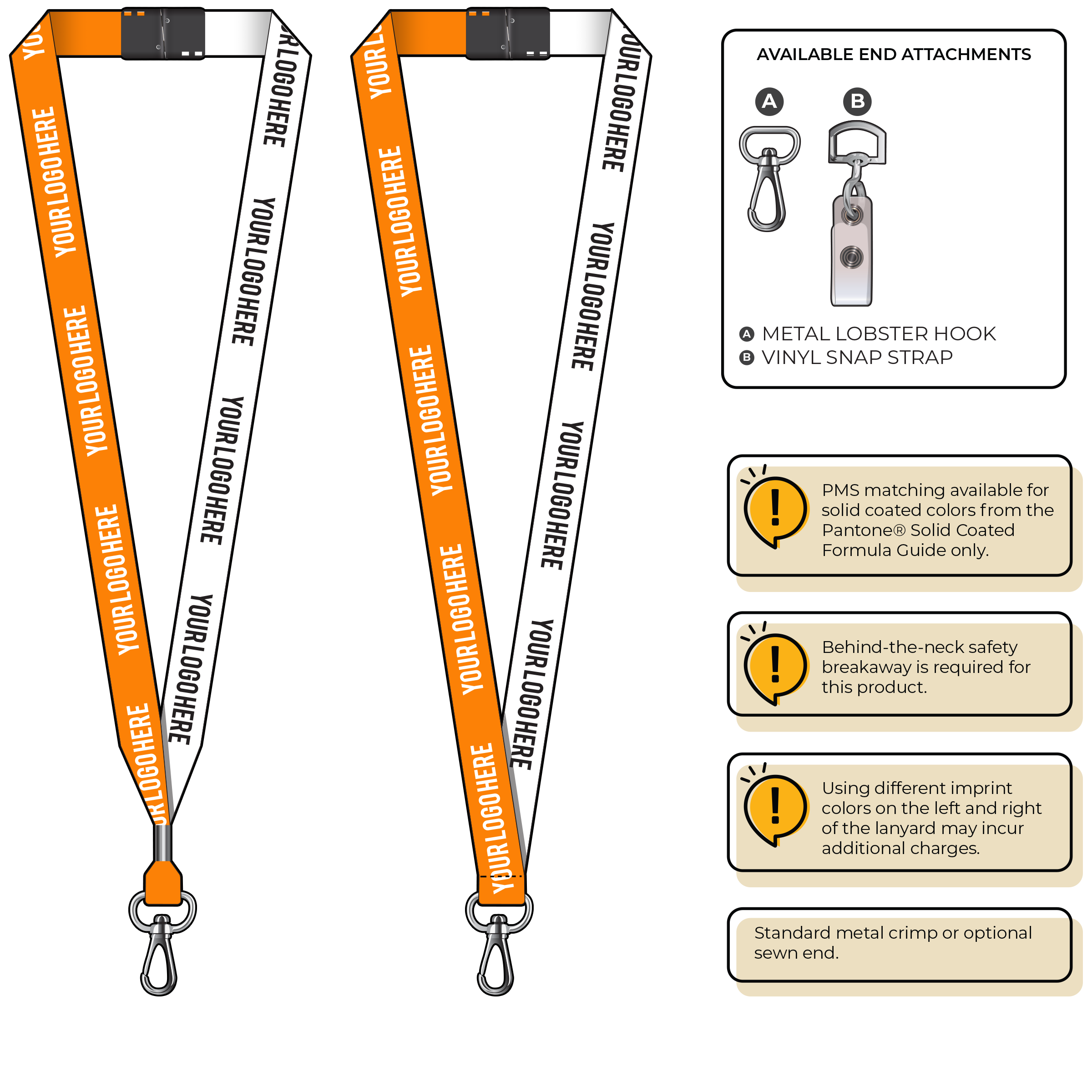 BH0052 | 3/4" Two Tone MicroWeave Silkscreen Lanyards :: NON-STANDARD END ATTACHMENTS
