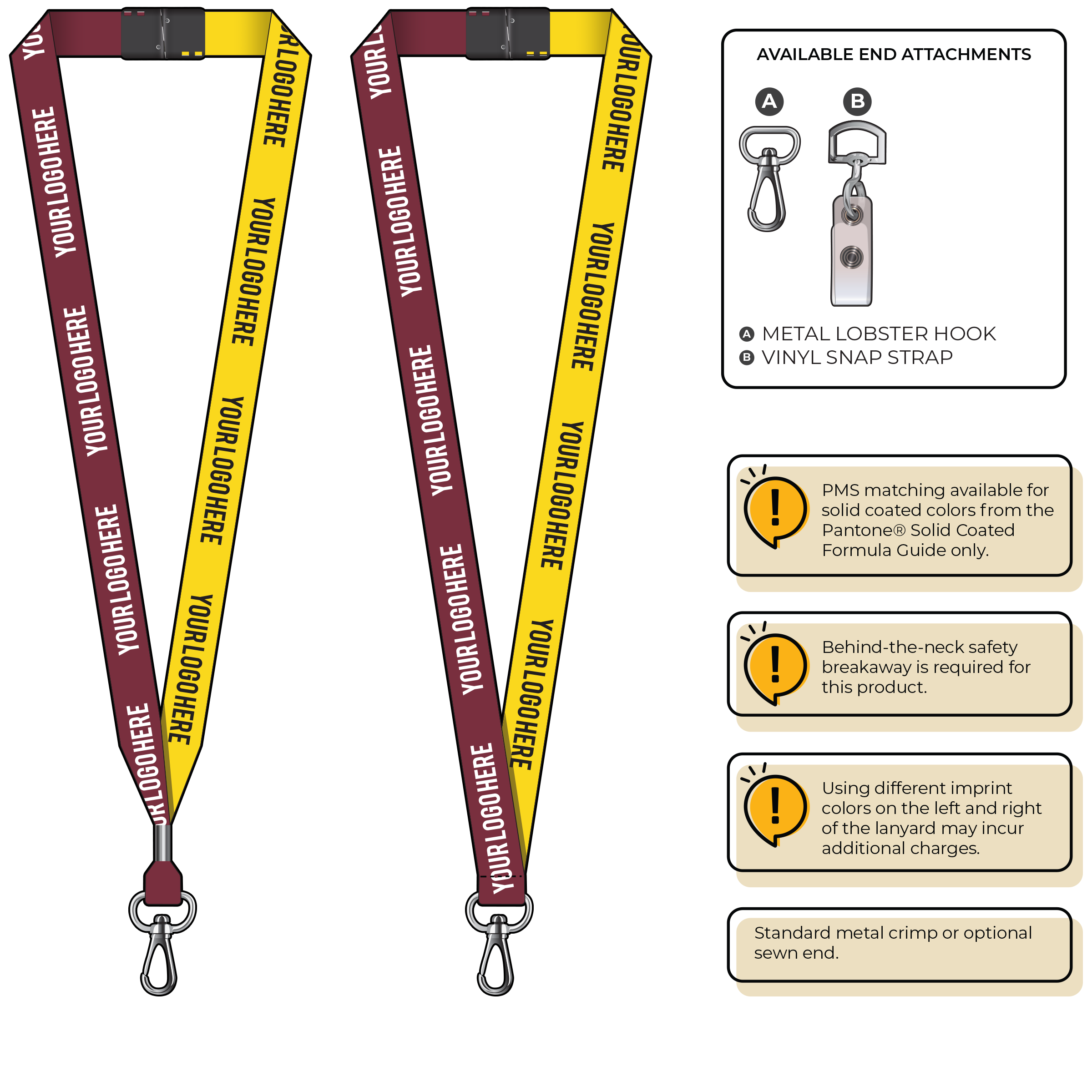 BH0052 | 3/4" Two Tone MicroWeave Silkscreen Lanyards :: NON-STANDARD END ATTACHMENTS