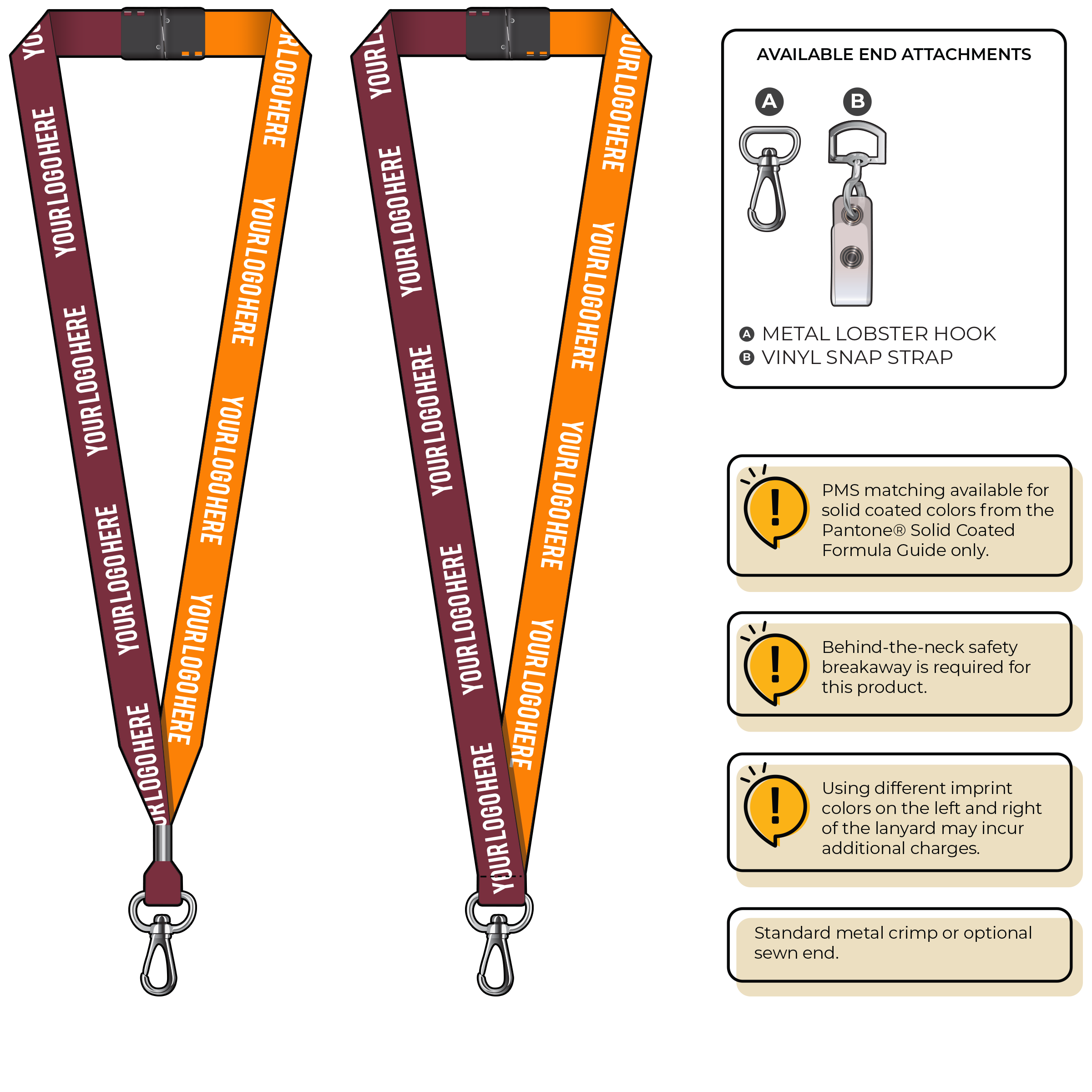 BH0052 | 3/4" Two Tone MicroWeave Silkscreen Lanyards :: NON-STANDARD END ATTACHMENTS