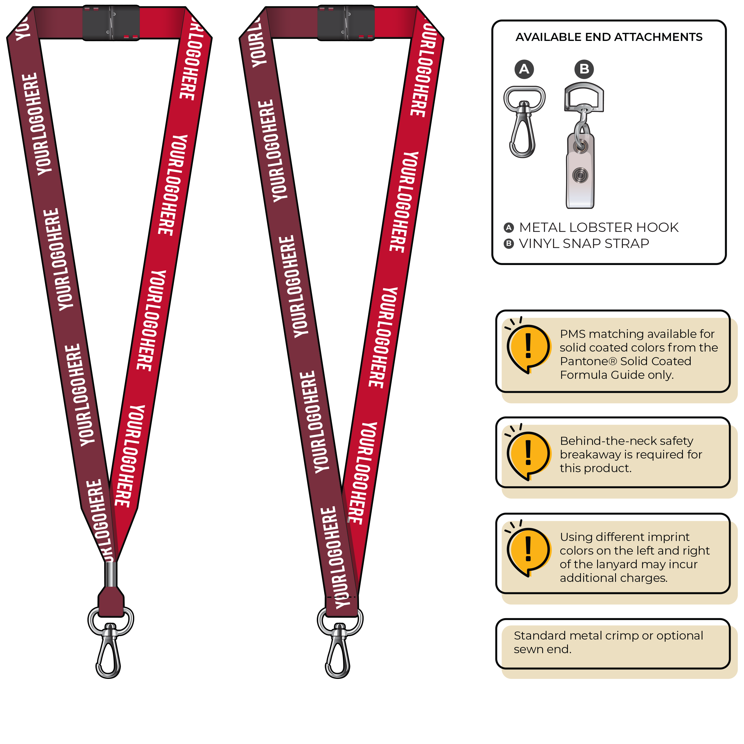 BH0052 | 3/4" Two Tone MicroWeave Silkscreen Lanyards :: NON-STANDARD END ATTACHMENTS