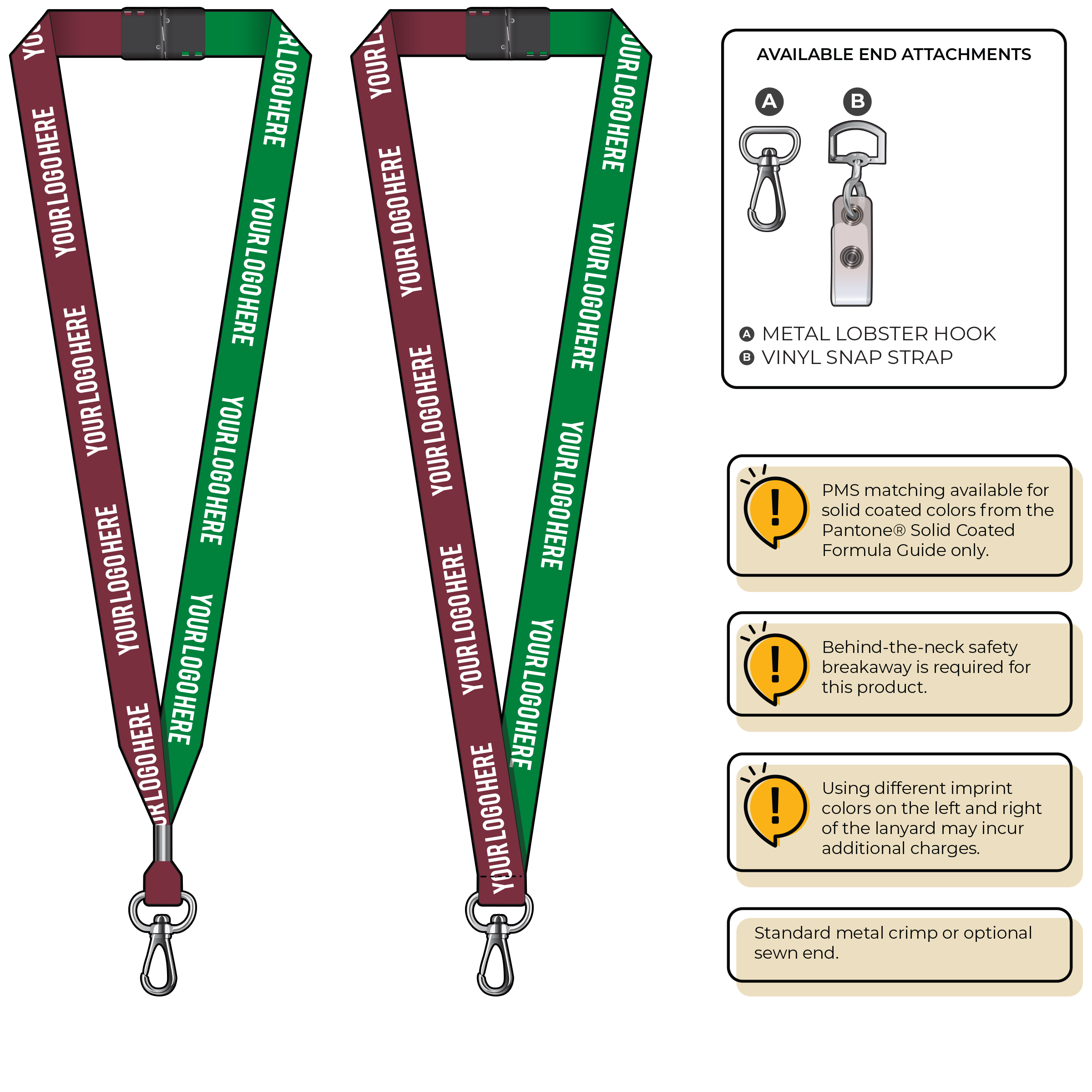 BH0052 | 3/4" Two Tone MicroWeave Silkscreen Lanyards :: NON-STANDARD END ATTACHMENTS