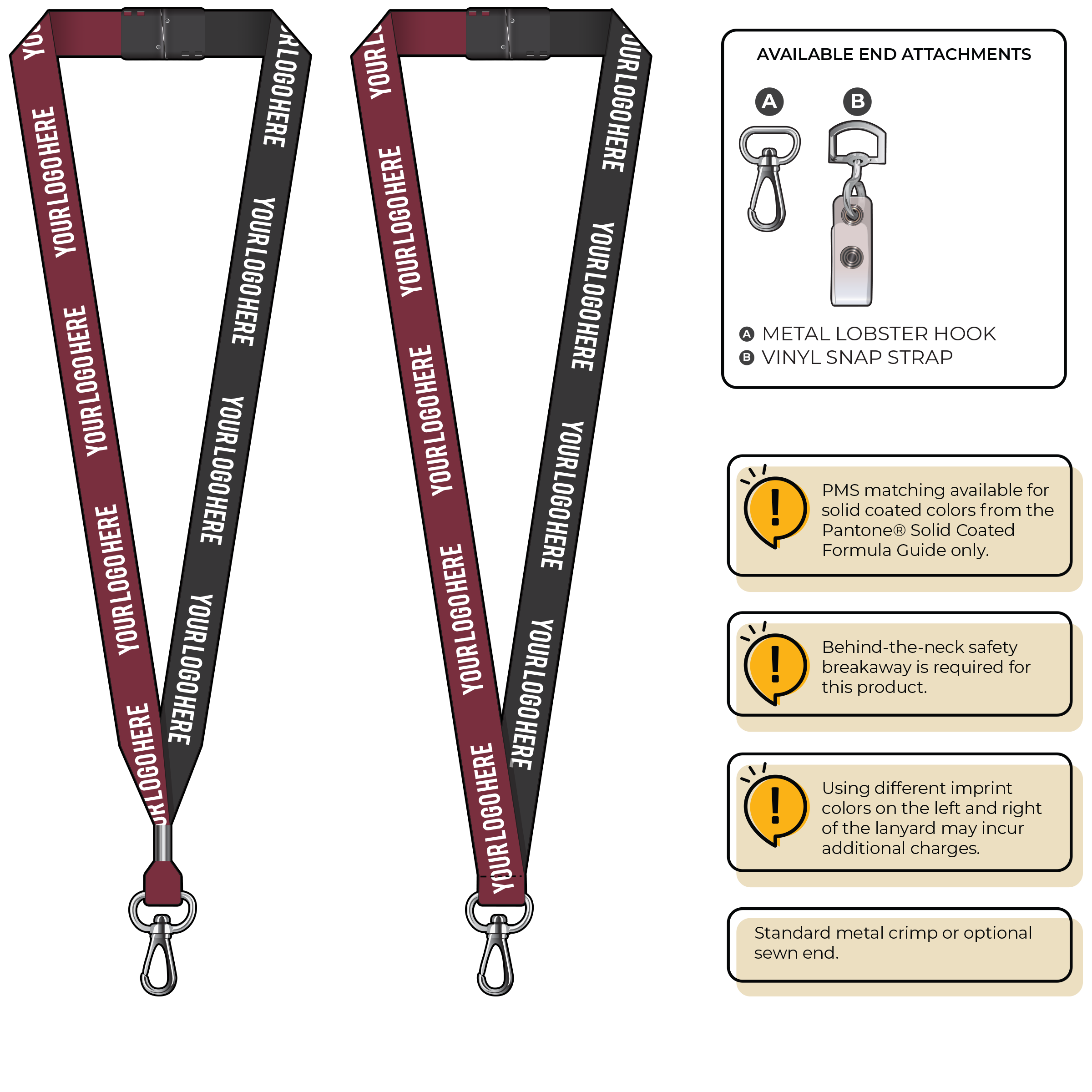 BH0052 | 3/4" Two Tone MicroWeave Silkscreen Lanyards :: NON-STANDARD END ATTACHMENTS