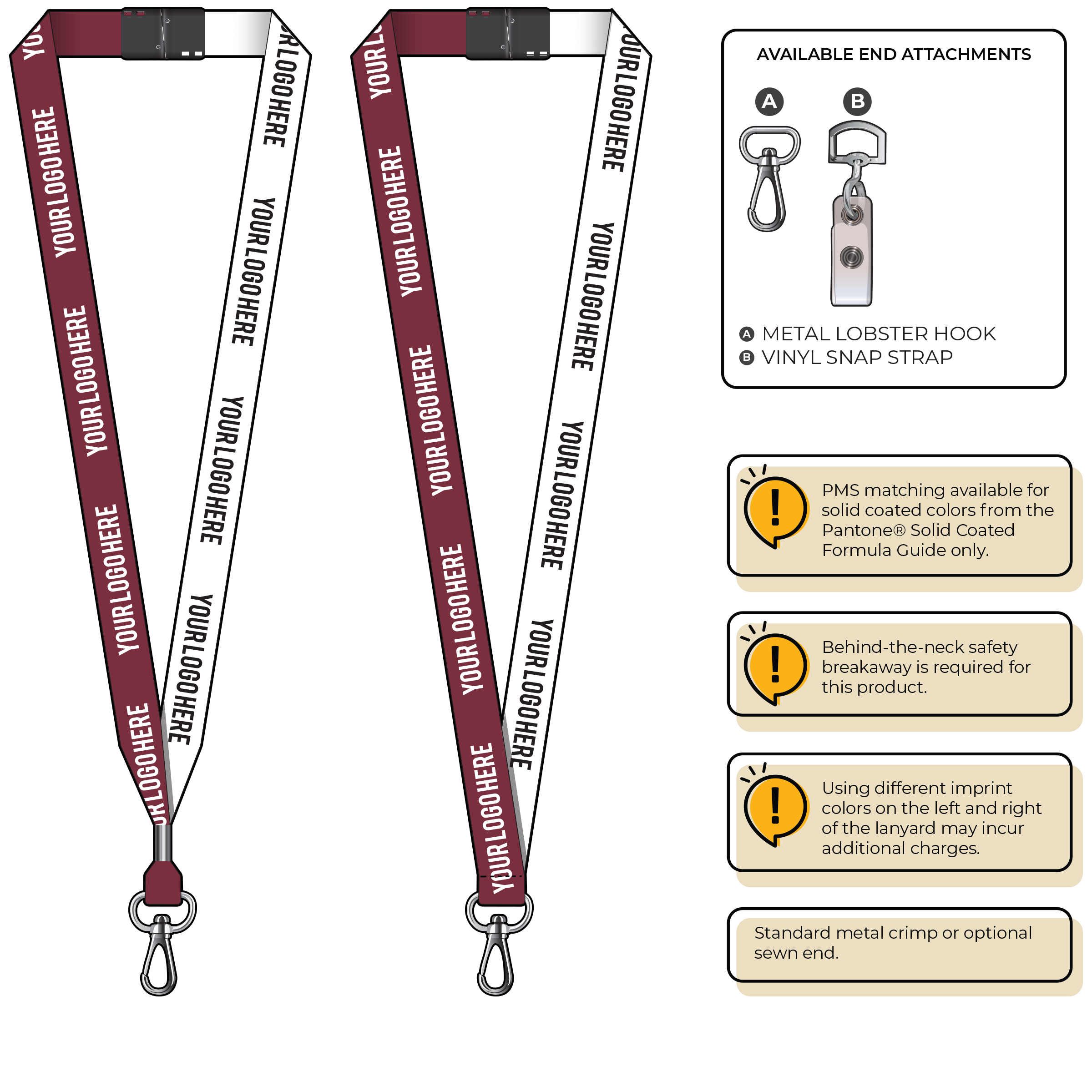 BH0052 | 3/4" Two Tone MicroWeave Silkscreen Lanyards :: NON-STANDARD END ATTACHMENTS