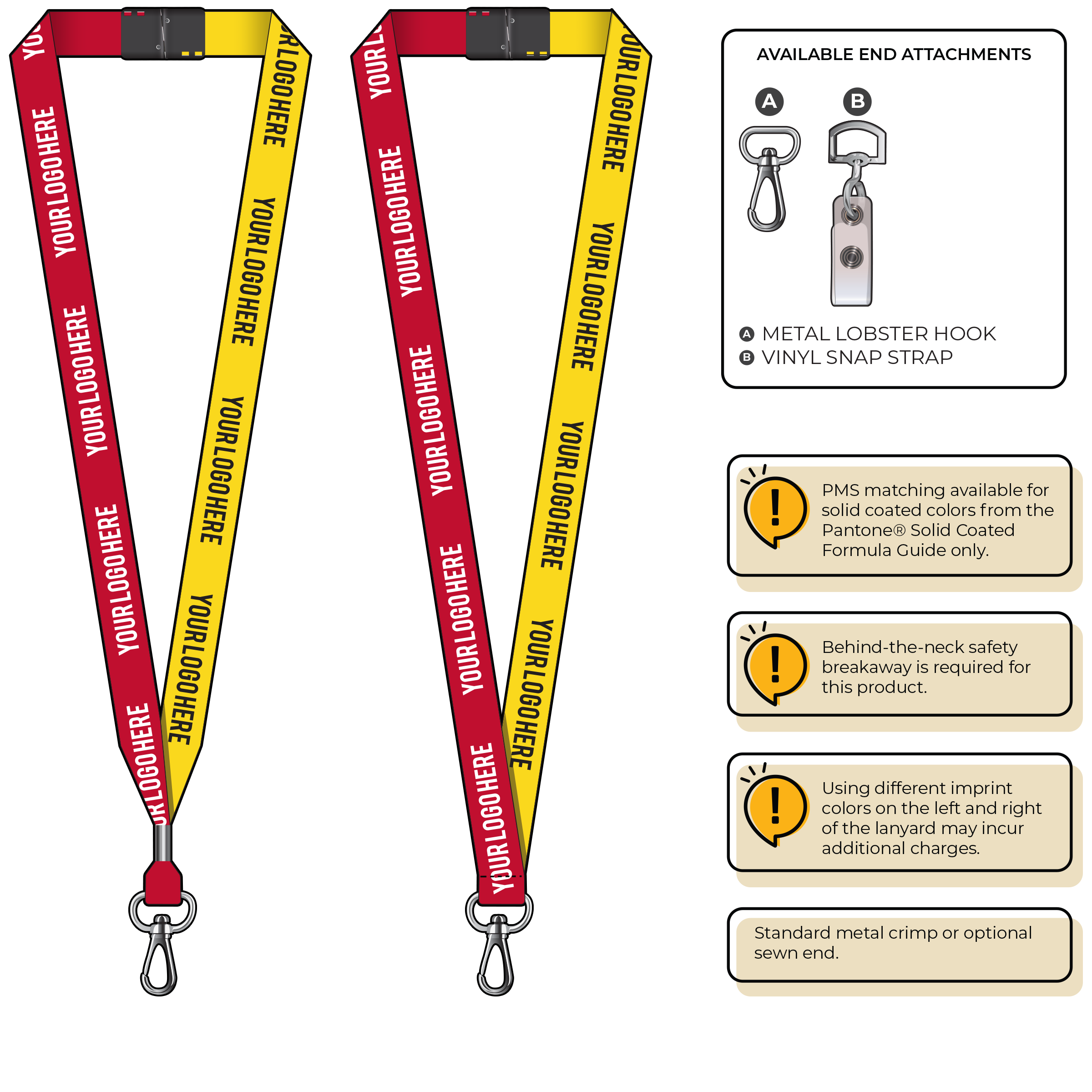 BH0052 | 3/4" Two Tone MicroWeave Silkscreen Lanyards :: NON-STANDARD END ATTACHMENTS